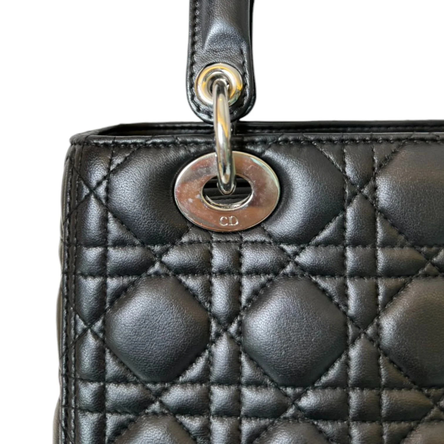 Medium Lady Dior Lambskin Cannage Black SHW - Image 14