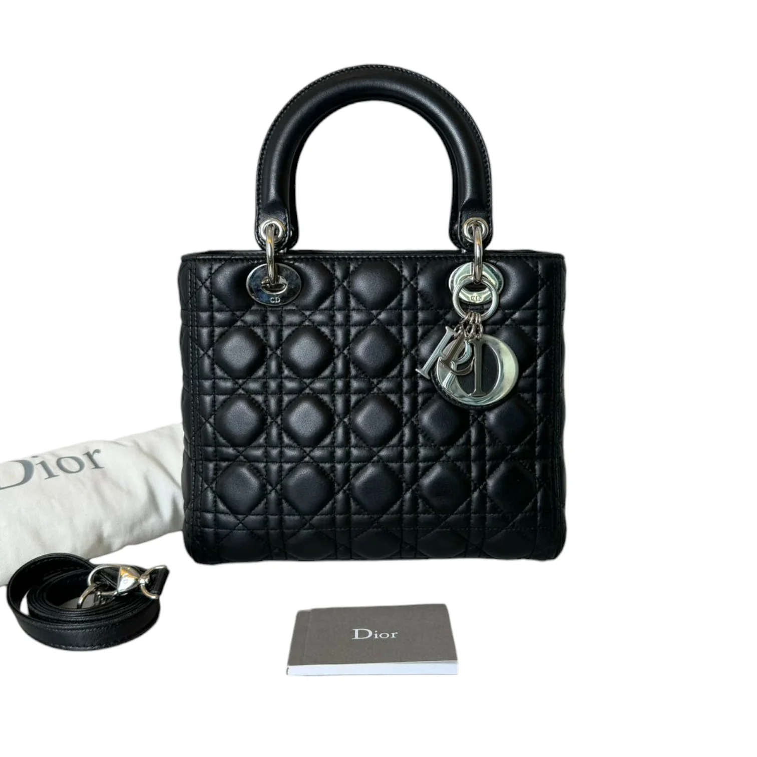 Medium Lady Dior Lambskin Cannage Black SHW - Image 2