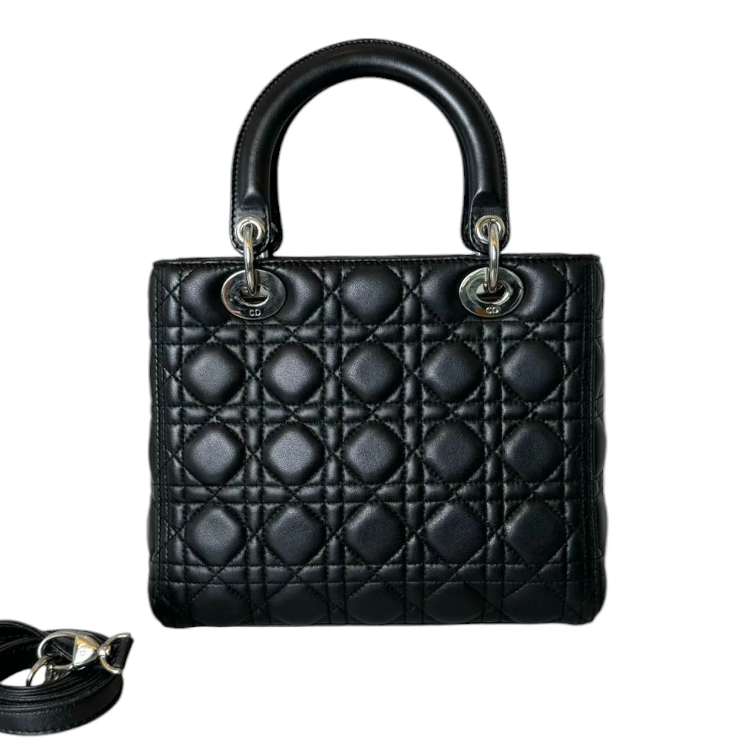 Medium Lady Dior Lambskin Cannage Black SHW - Image 3
