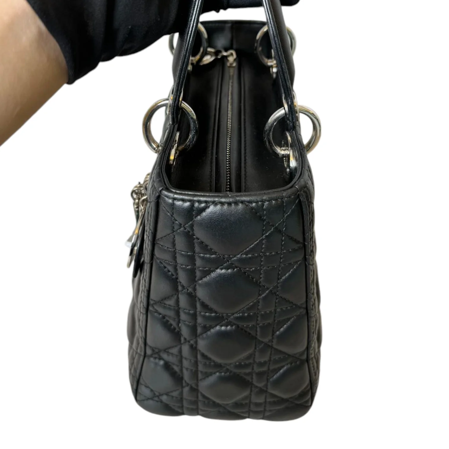 Medium Lady Dior Lambskin Cannage Black SHW - Image 5
