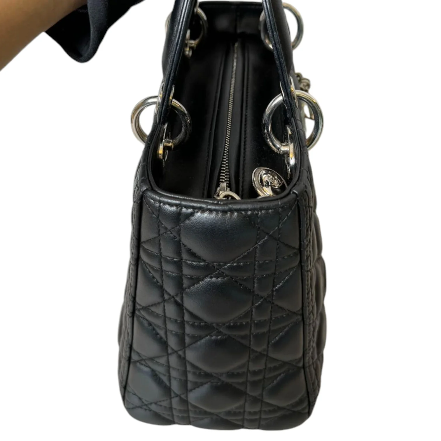 Medium Lady Dior Lambskin Cannage Black SHW - Image 6