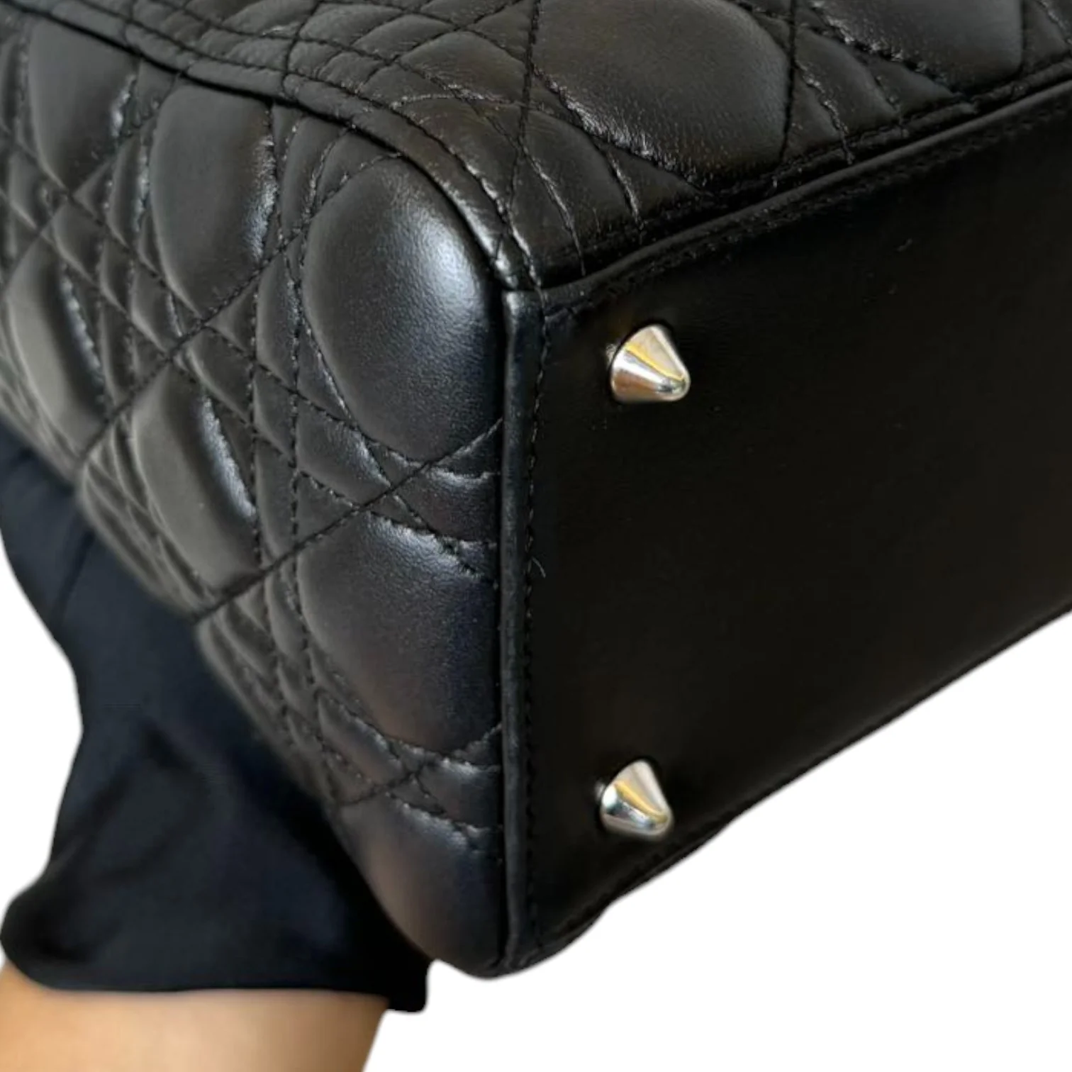 Medium Lady Dior Lambskin Cannage Black SHW - Image 9