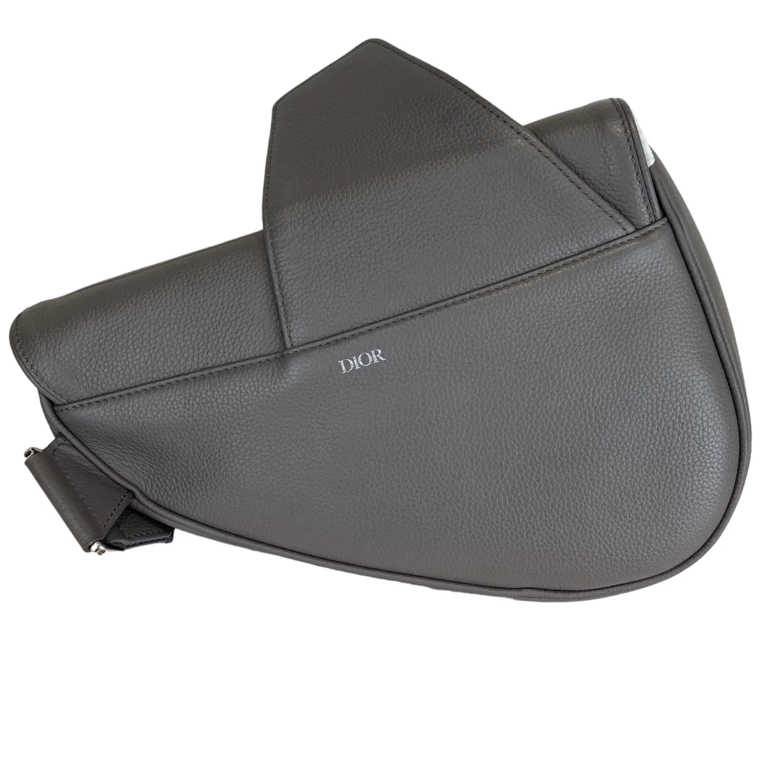 Men's Saddle Bag Grained Calfskin Grey SHW - Image 2