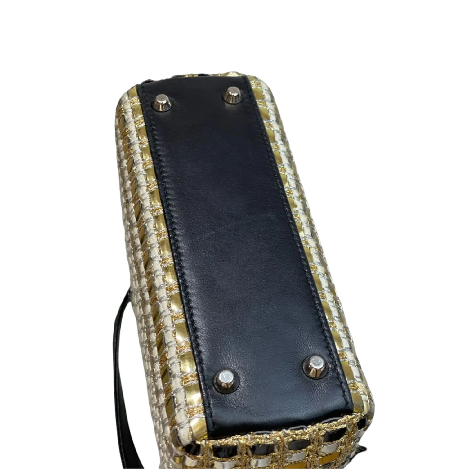 Mini Lady Dior Gold and Silver Braided Metallic Tweed SHW - Image 4