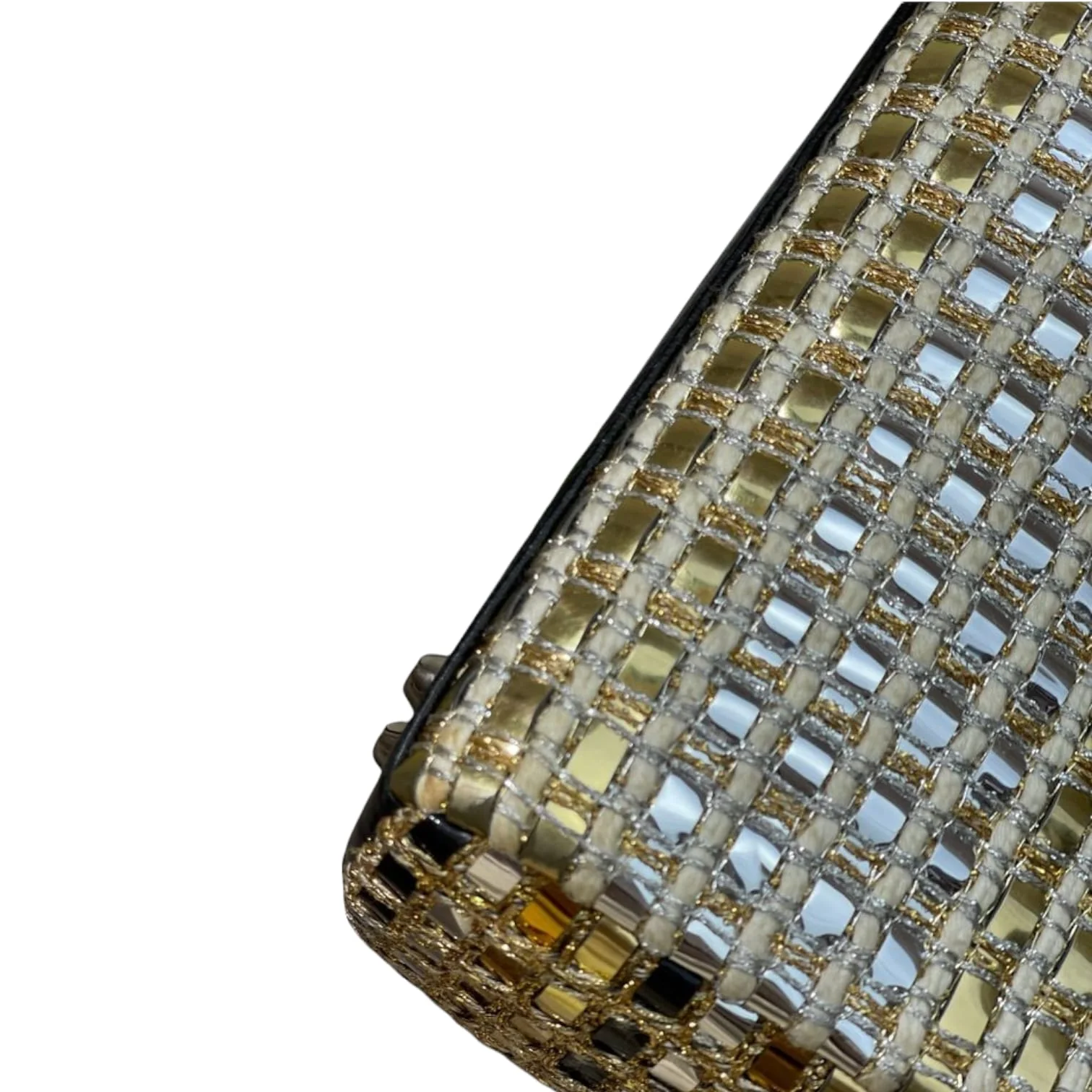 Mini Lady Dior Gold and Silver Braided Metallic Tweed SHW - Image 5