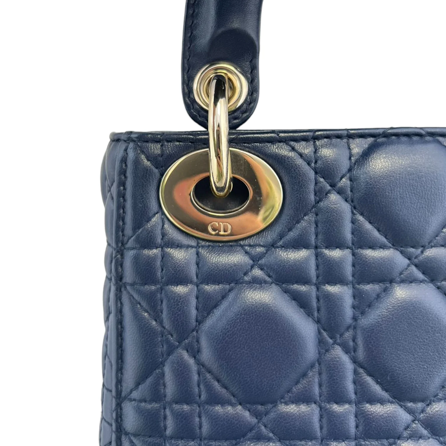 Mini Lady Dior Top Flap Lambskin Cannage Navy GHW - Image 11