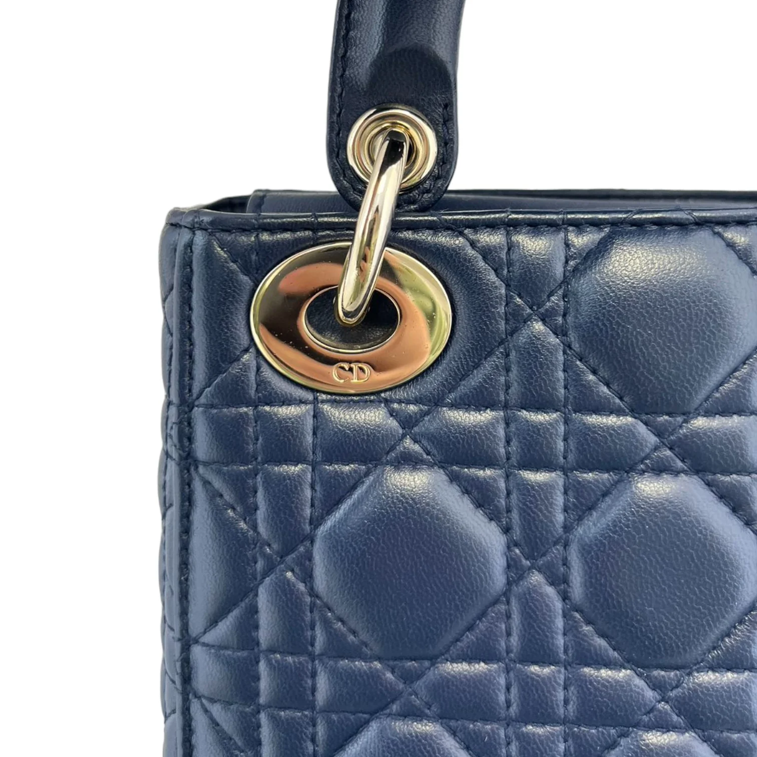 Mini Lady Dior Top Flap Lambskin Cannage Navy GHW - Image 13