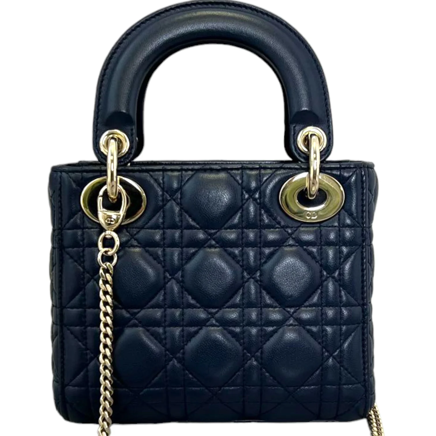 Mini Lady Dior Top Flap Lambskin Cannage Navy GHW - Image 2