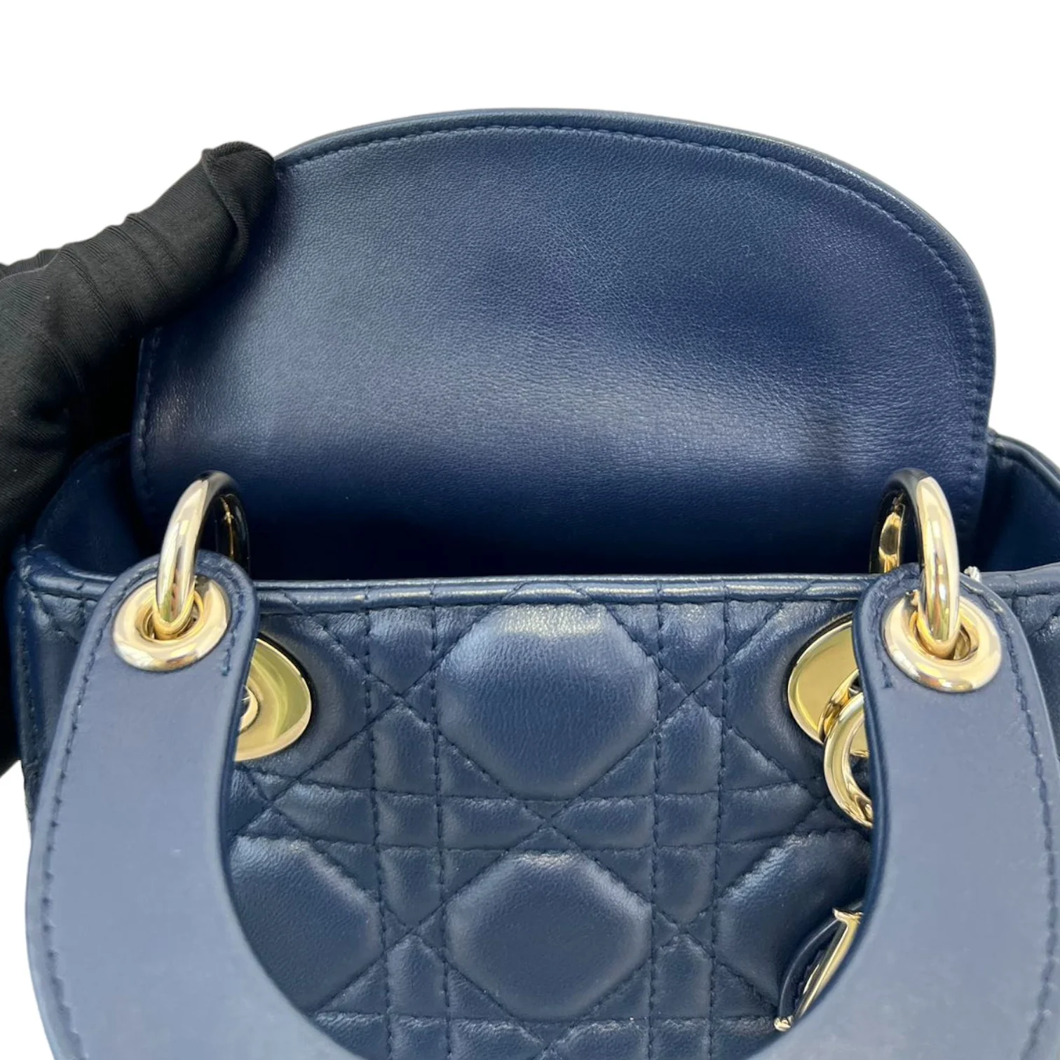 Mini Lady Dior Top Flap Lambskin Cannage Navy GHW - Image 20