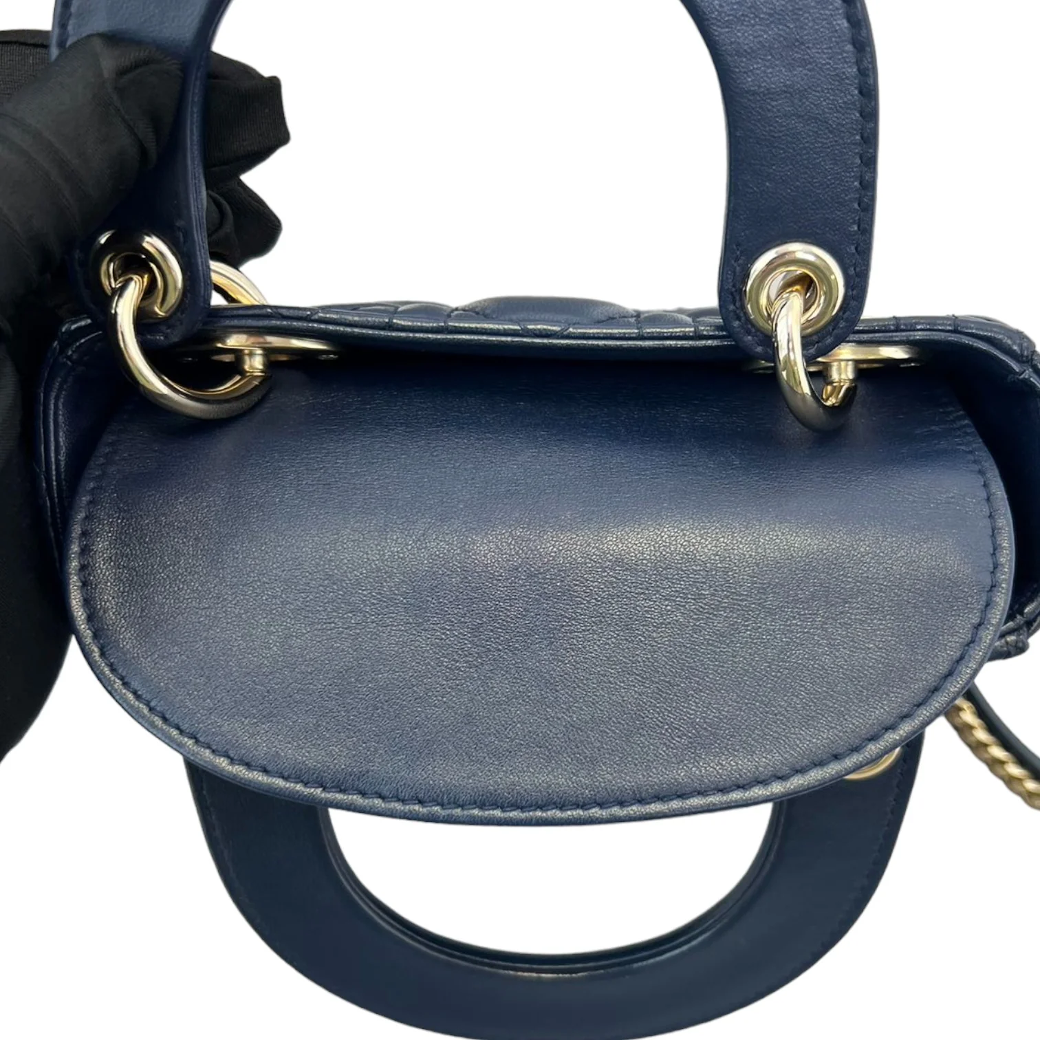 Mini Lady Dior Top Flap Lambskin Cannage Navy GHW - Image 21
