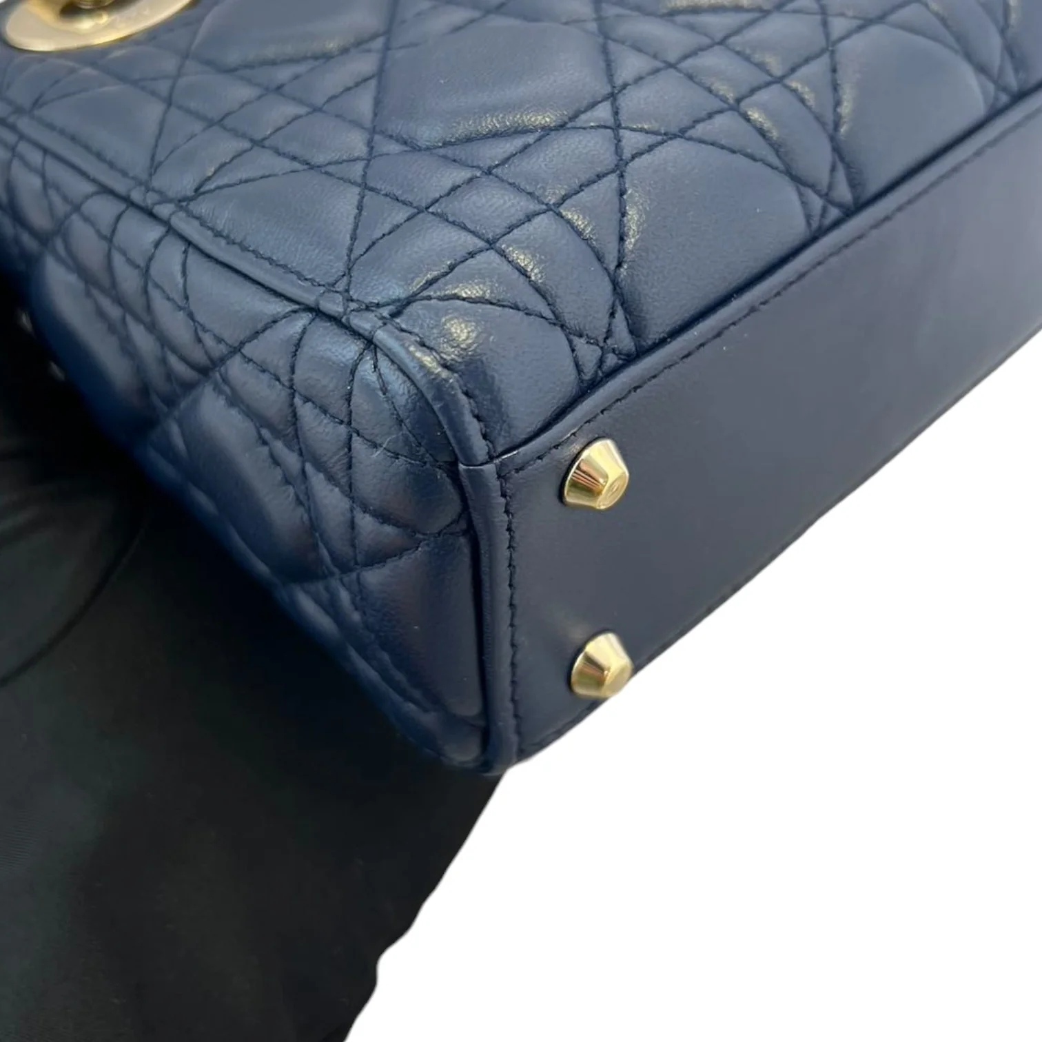 Mini Lady Dior Top Flap Lambskin Cannage Navy GHW - Image 6