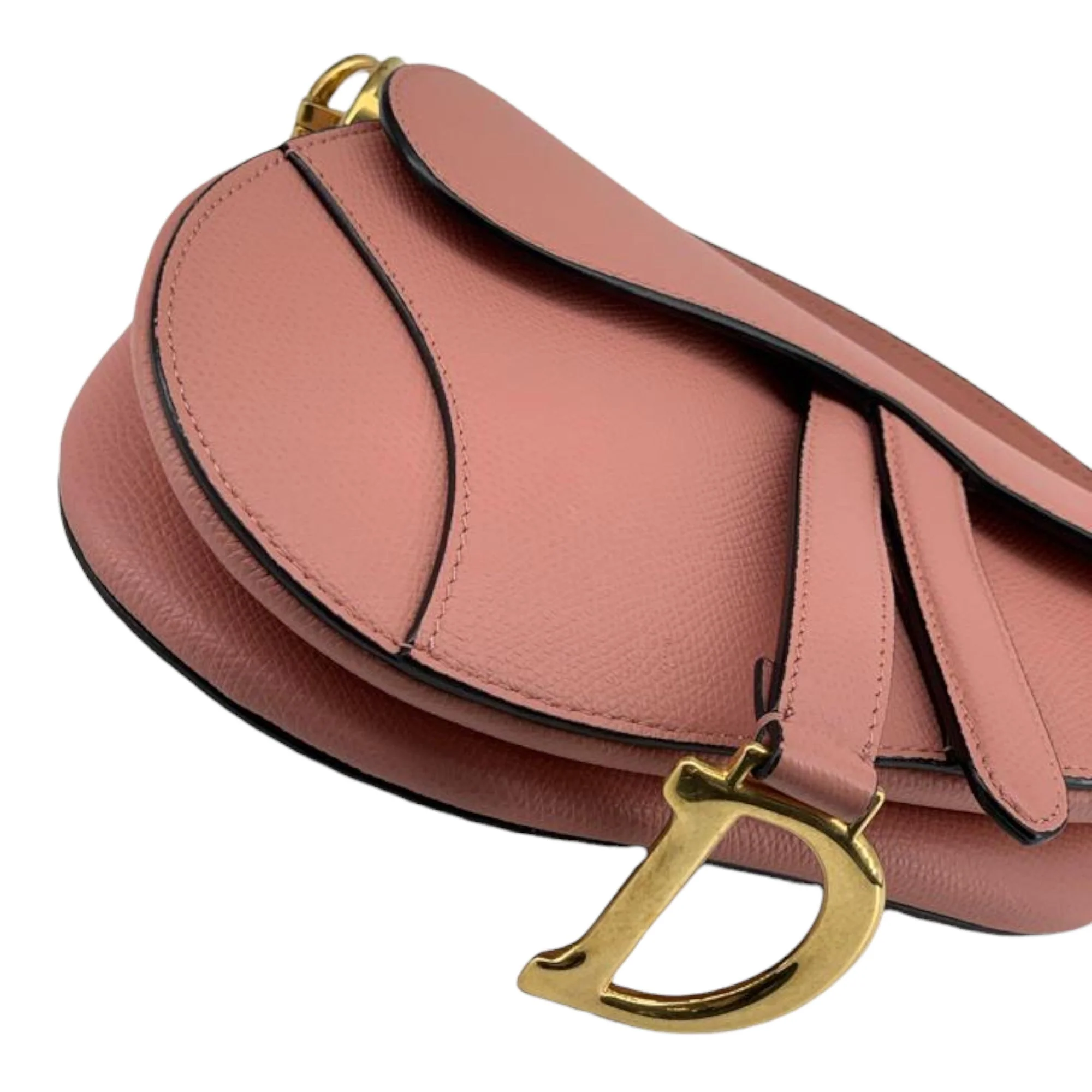 Mini Saddle Bag Calfskin Nude Pink GHW - Image 10