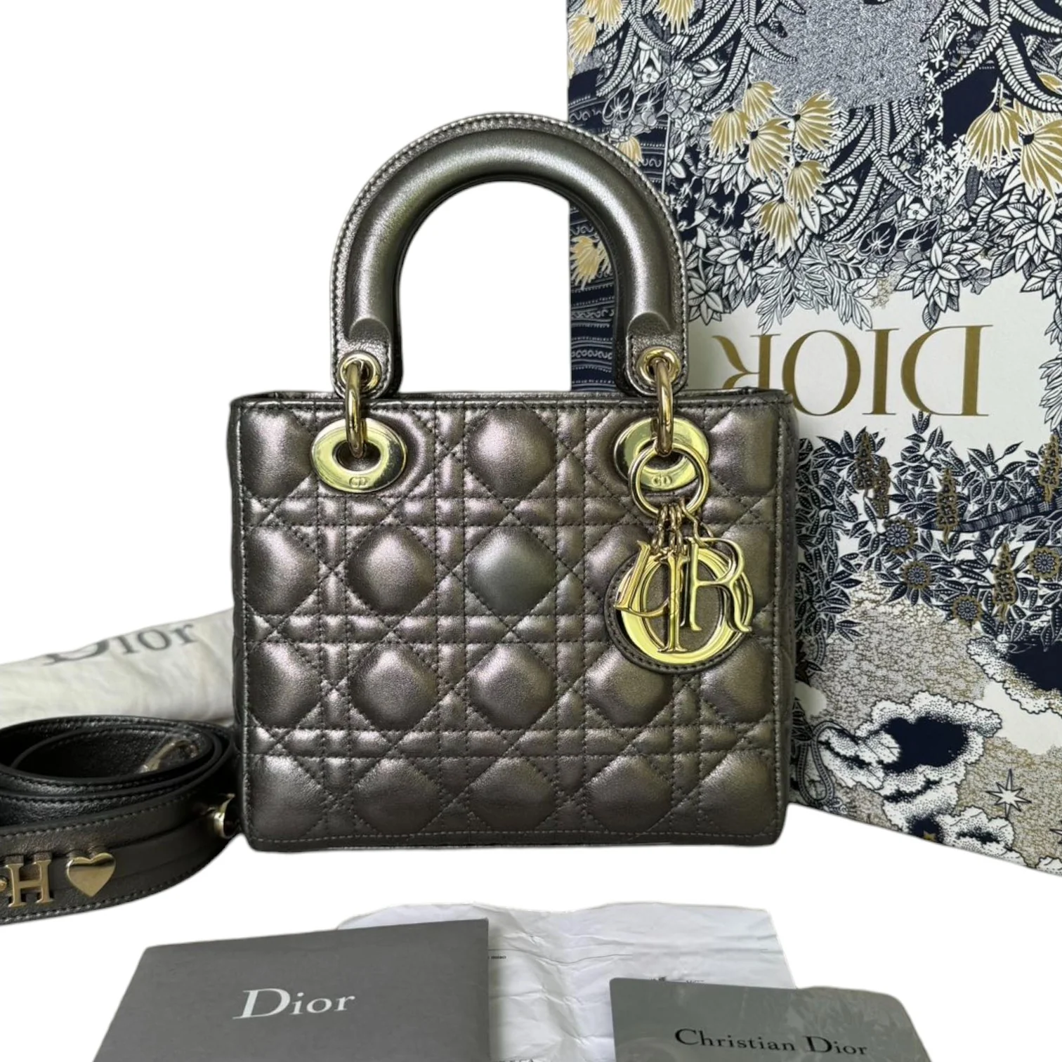 My ABC Dior Lady Dior Small Lambskin Metallic Grey GHW - Image 2