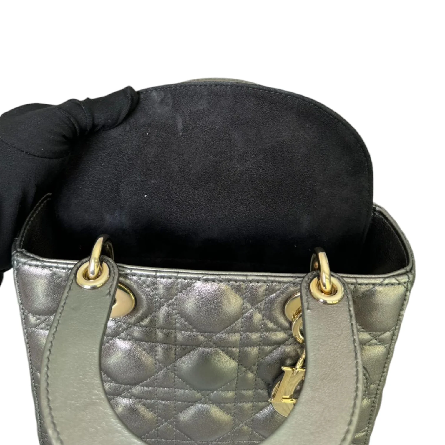My ABC Dior Lady Dior Small Lambskin Metallic Grey GHW - Image 22