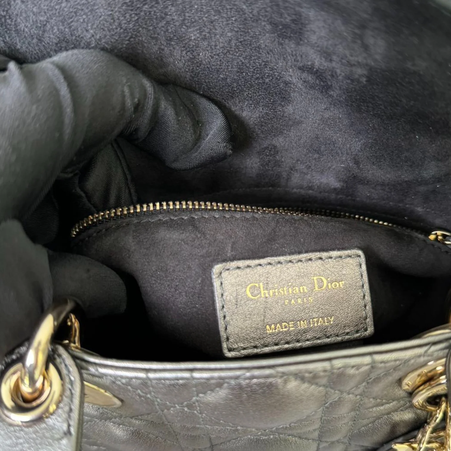My ABC Dior Lady Dior Small Lambskin Metallic Grey GHW - Image 23