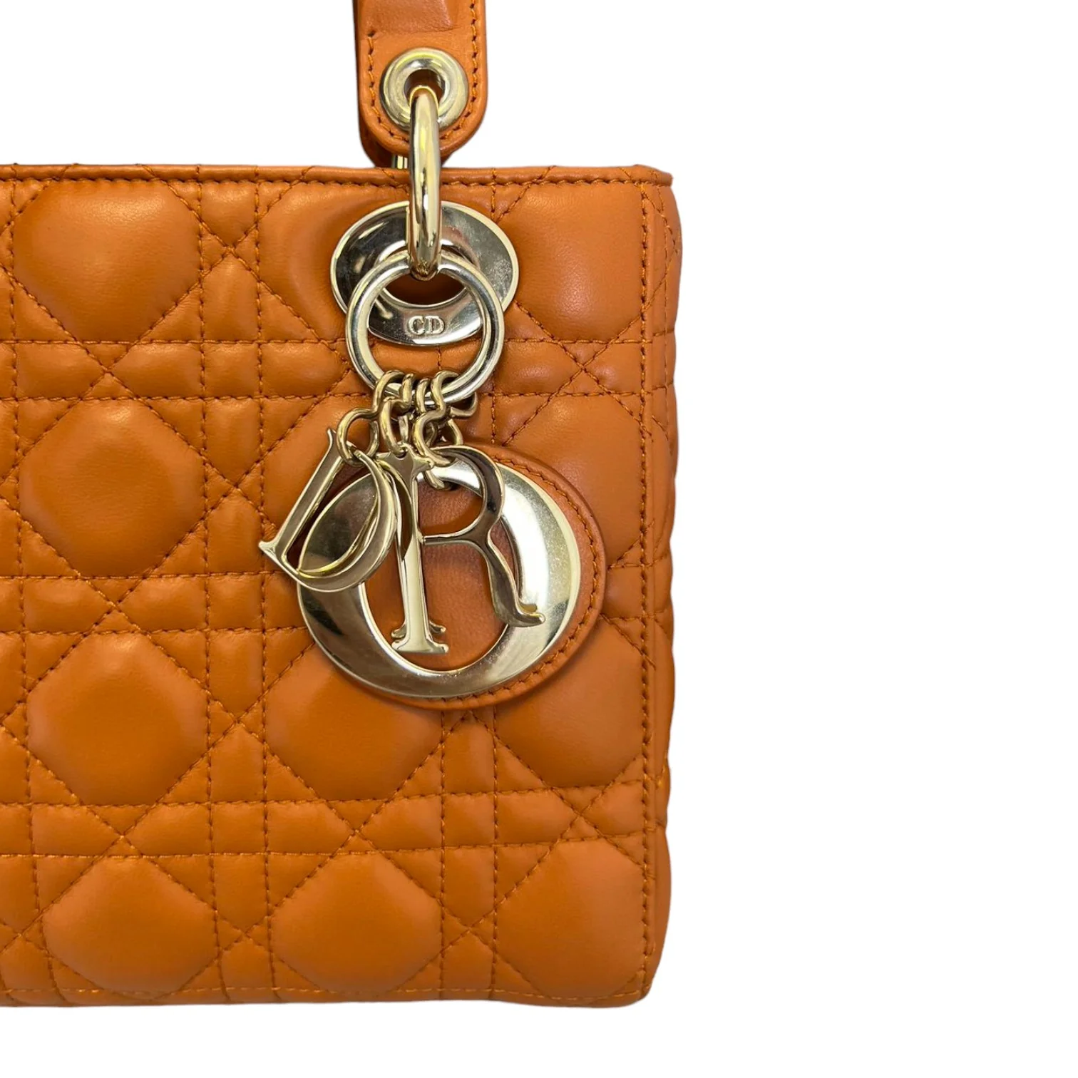My ABCDior Lady Dior Small Lambskin Orange GHW - Image 11