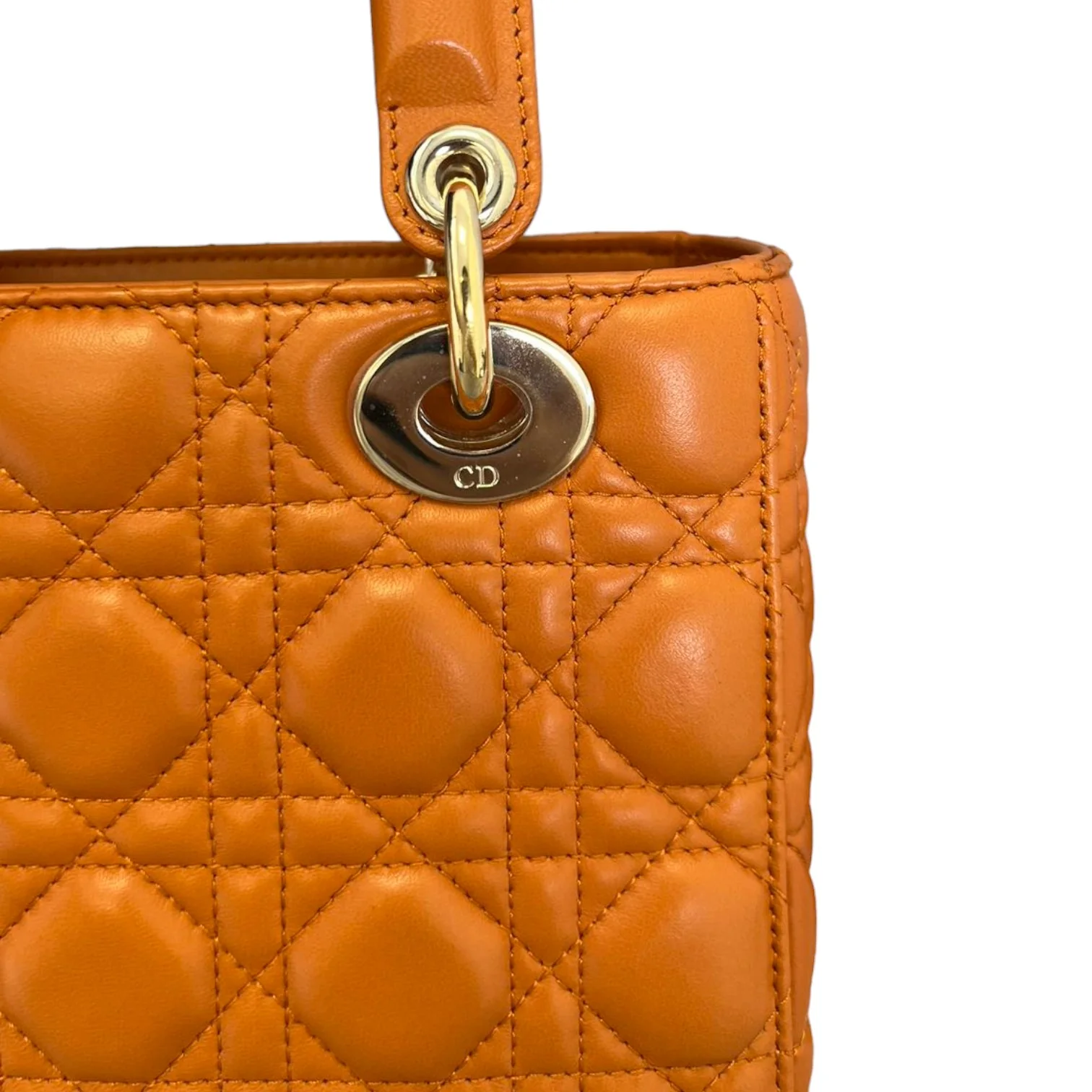 My ABCDior Lady Dior Small Lambskin Orange GHW - Image 13