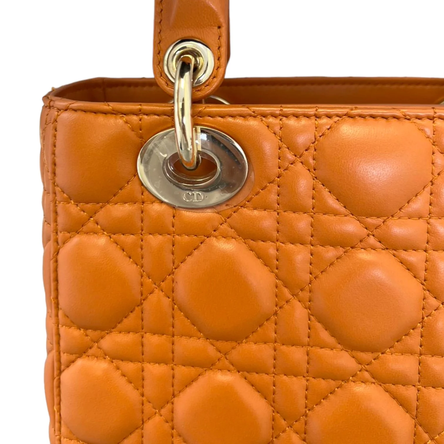 My ABCDior Lady Dior Small Lambskin Orange GHW - Image 14
