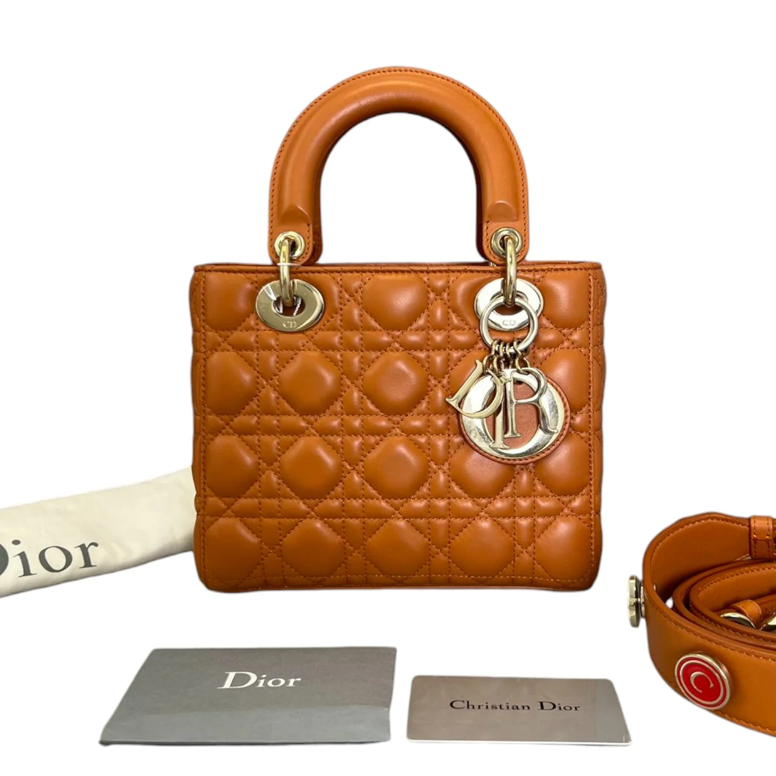 My ABCDior Lady Dior Small Lambskin Orange GHW - Image 2