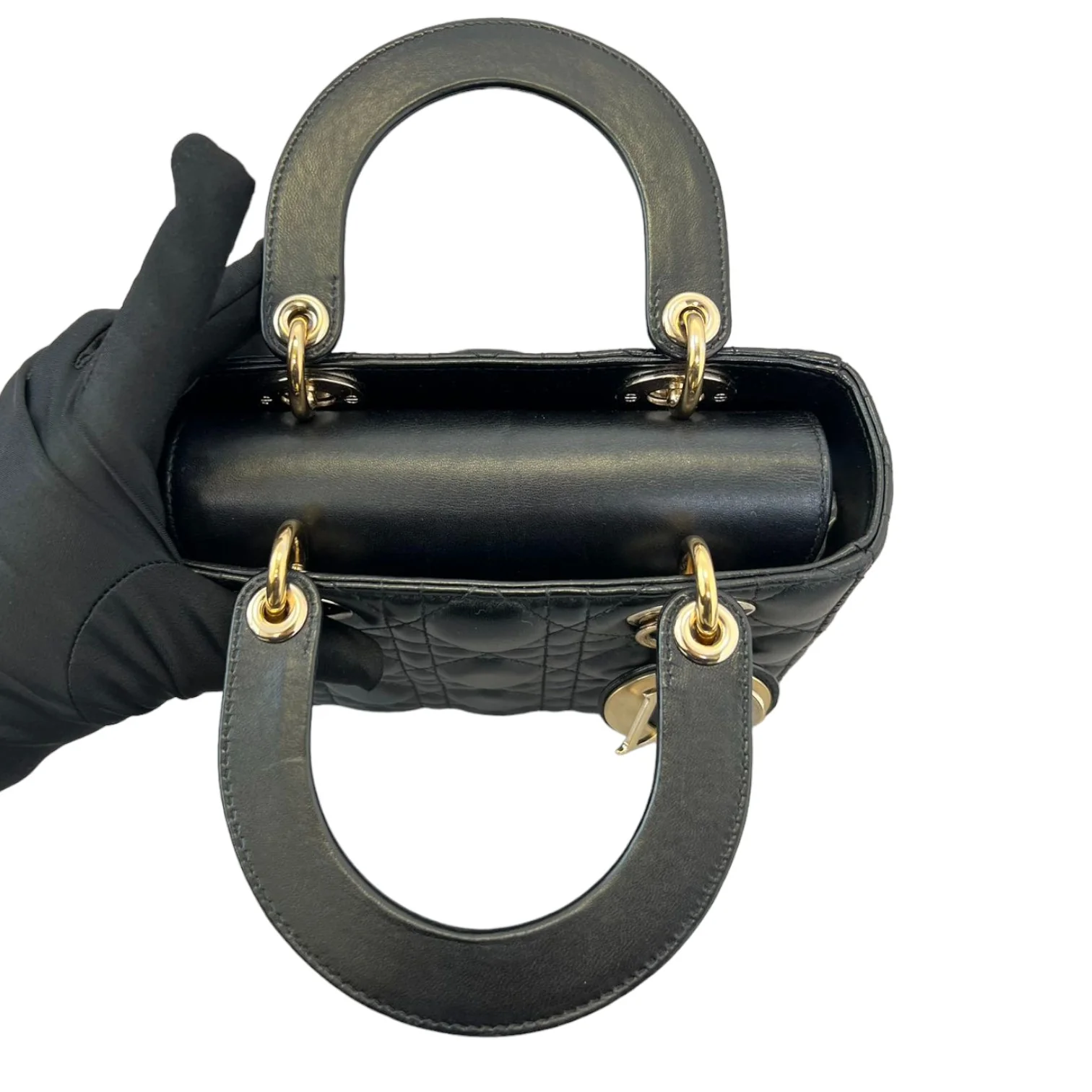 My ABCDior Lady Dior Small Lambskin Quilted Black GHW - Image 14