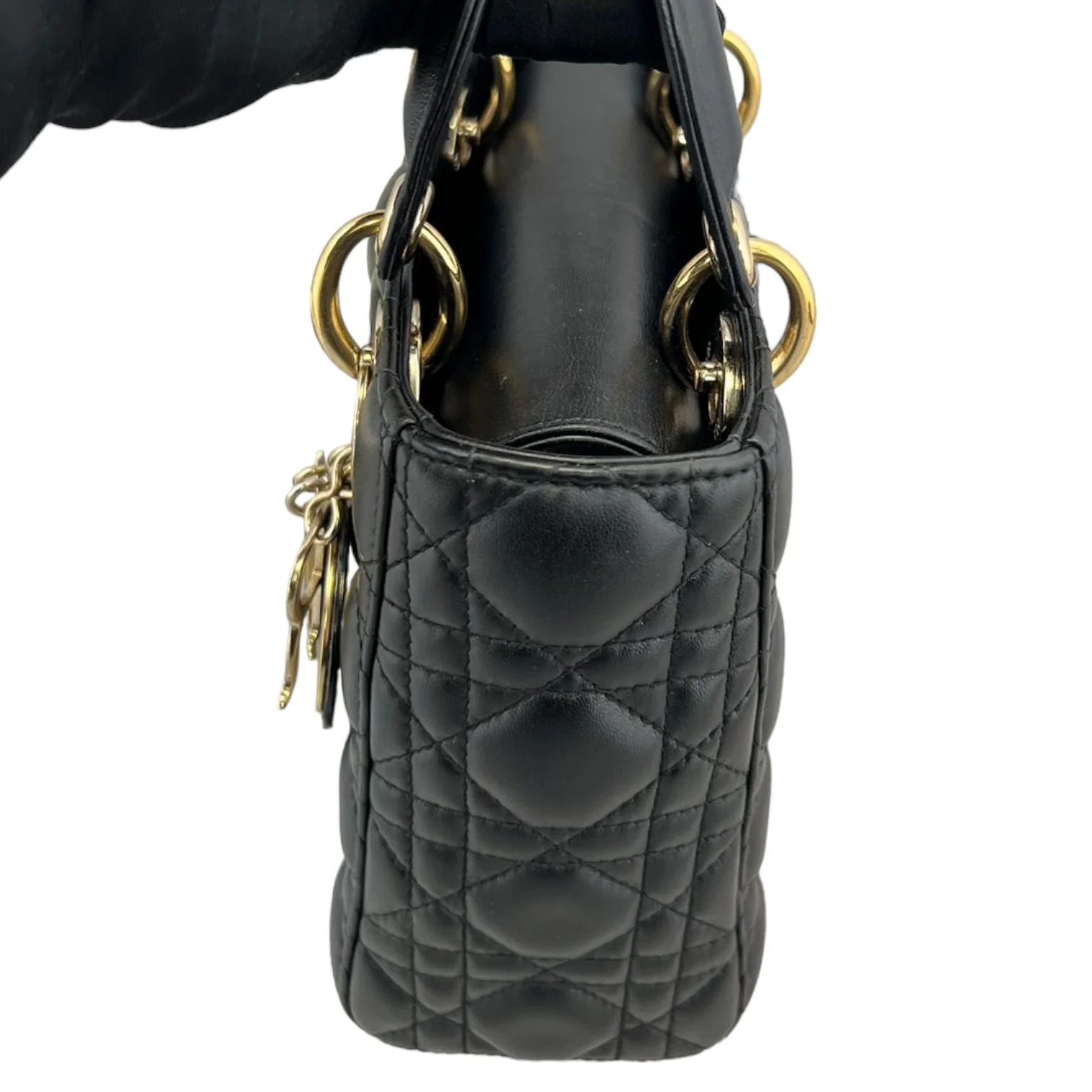 My ABCDior Lady Dior Small Lambskin Quilted Black GHW - Image 4