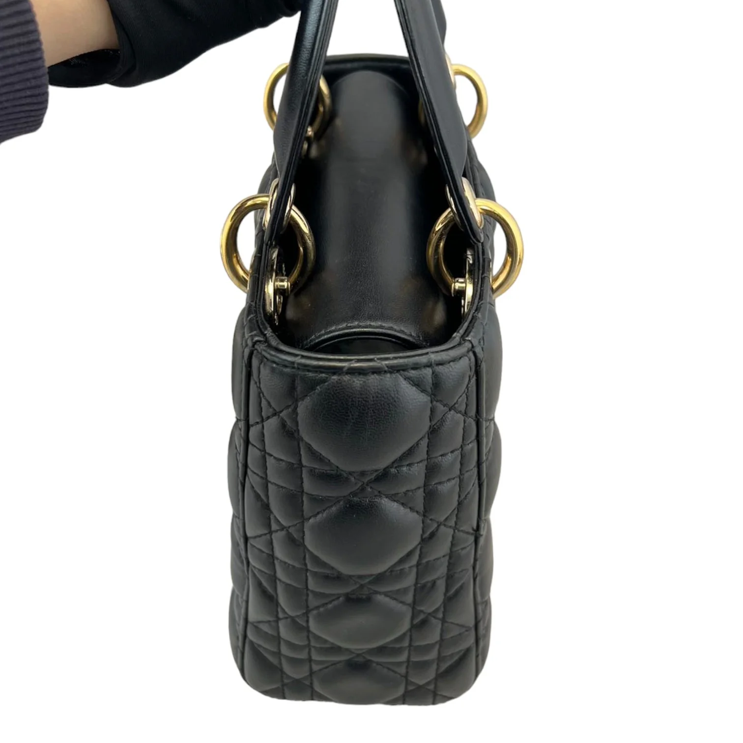 My ABCDior Lady Dior Small Lambskin Quilted Black GHW - Image 5
