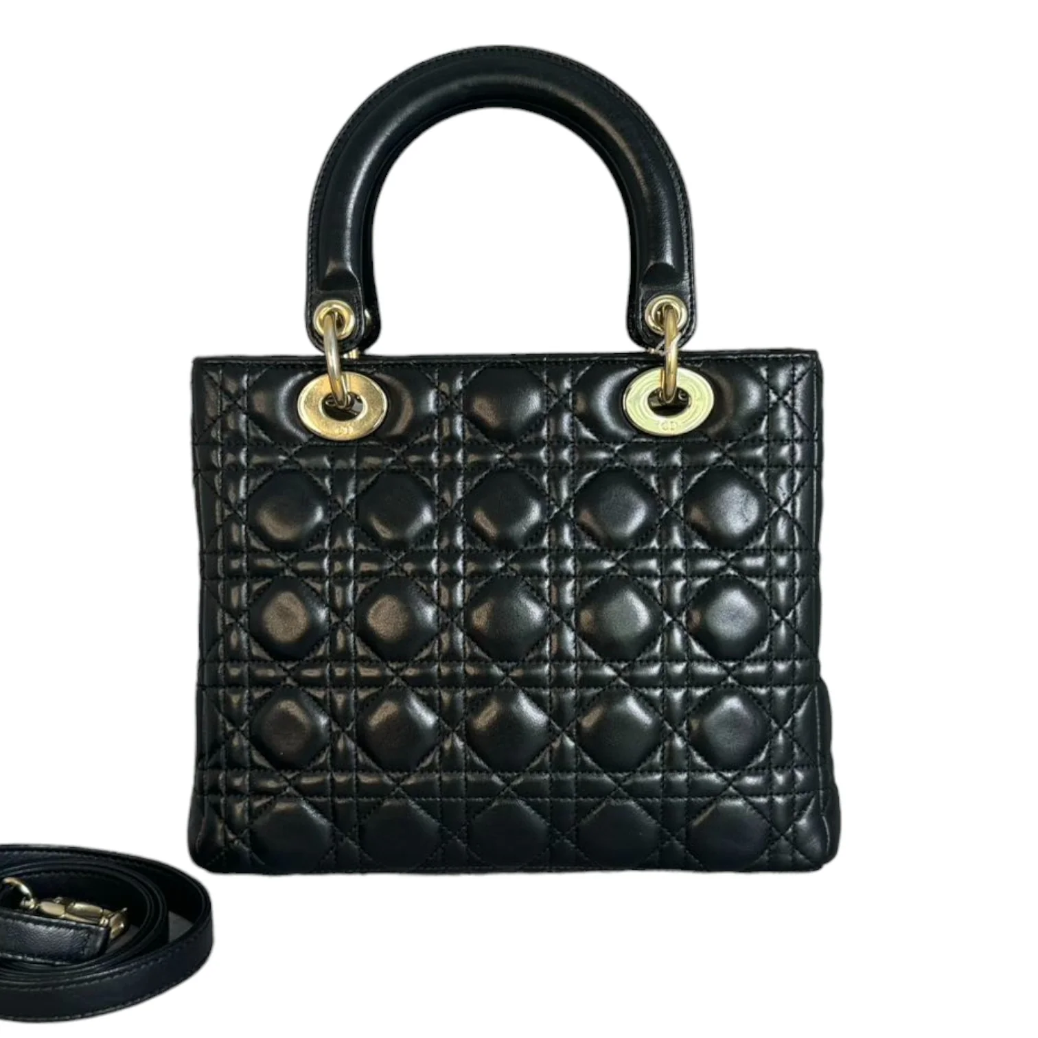 Pearl Lady Dior Medium Lambskin Black GHW - Image 2