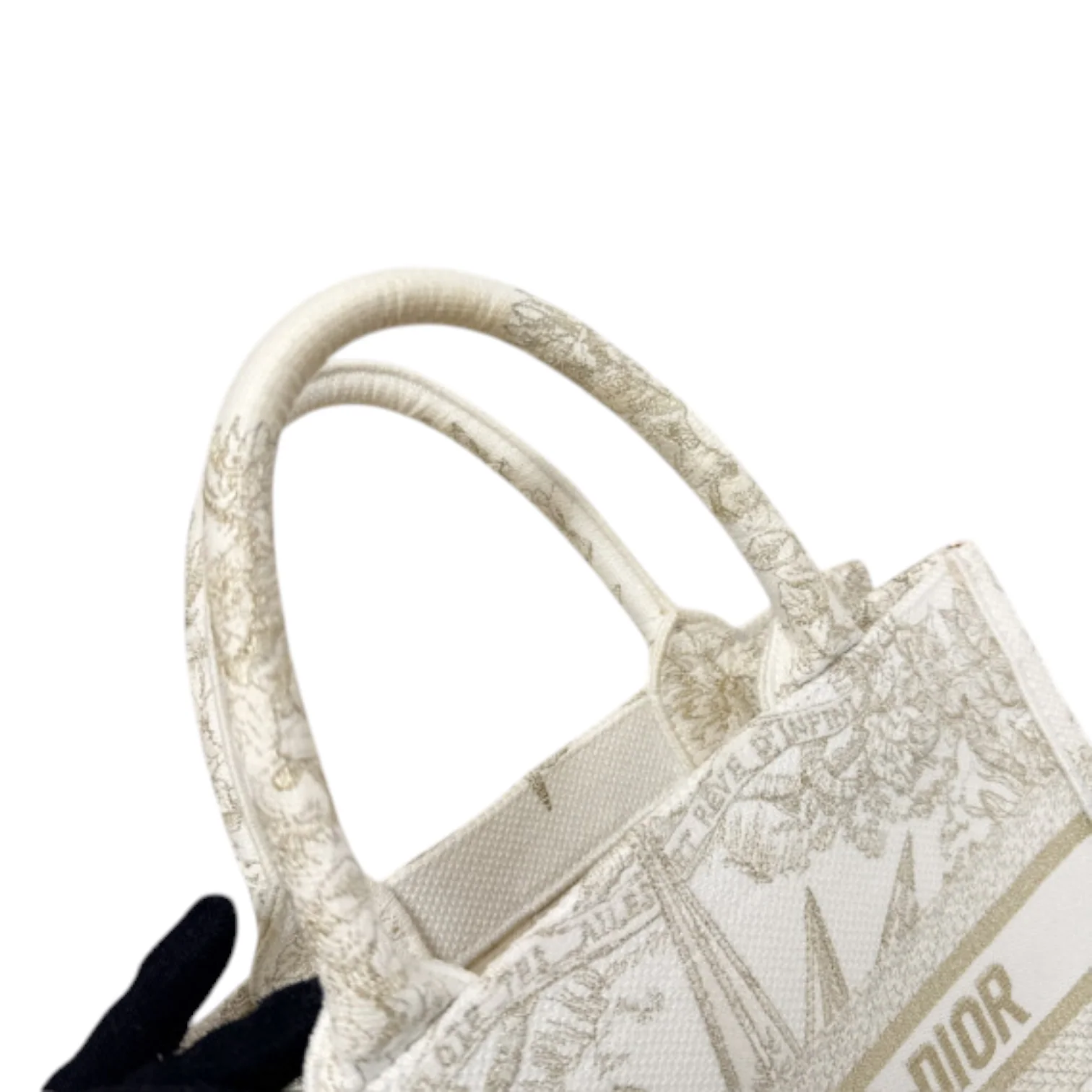 Reve d'Infini Book Tote Small Canvas White Gold - Image 10