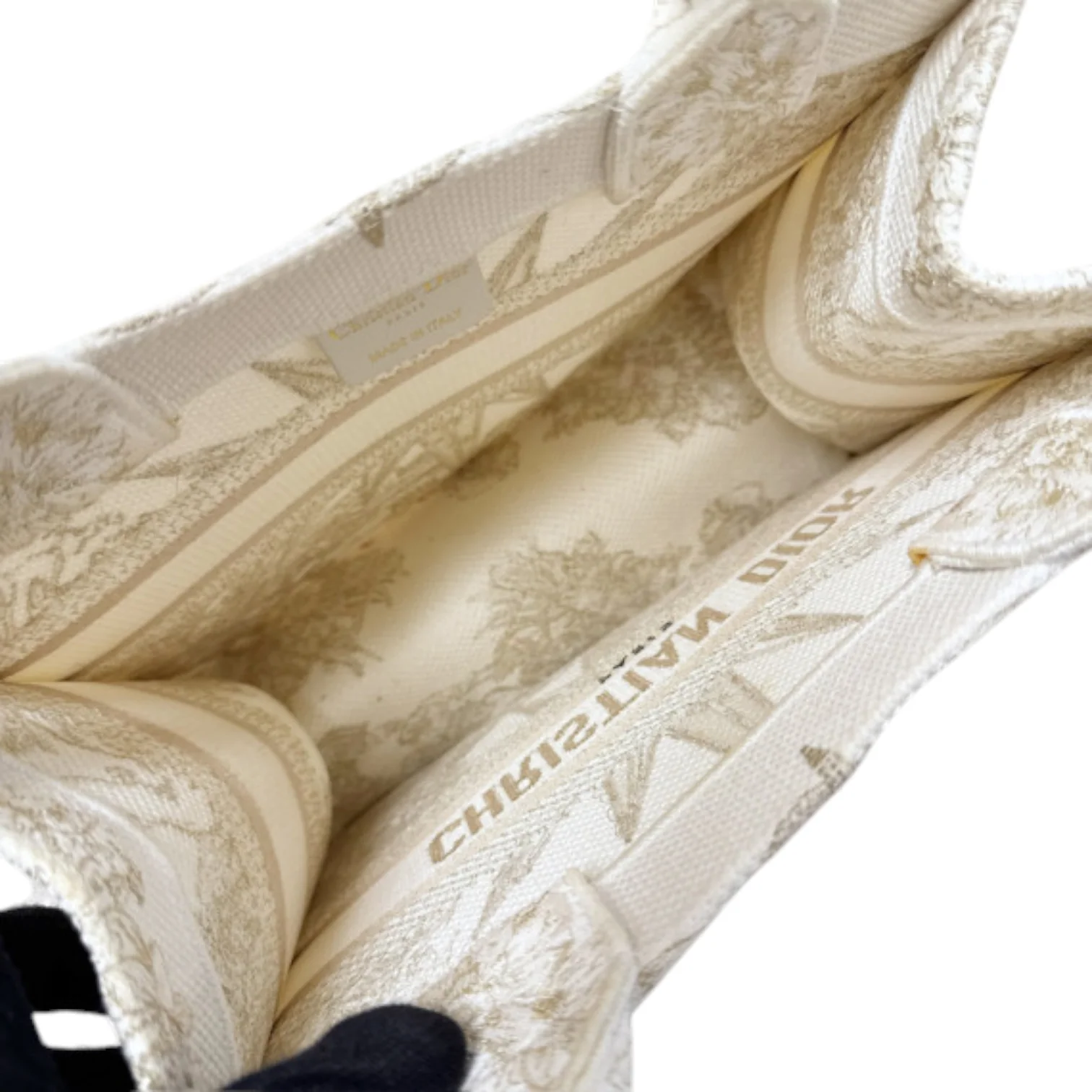 Reve d'Infini Book Tote Small Canvas White Gold - Image 12