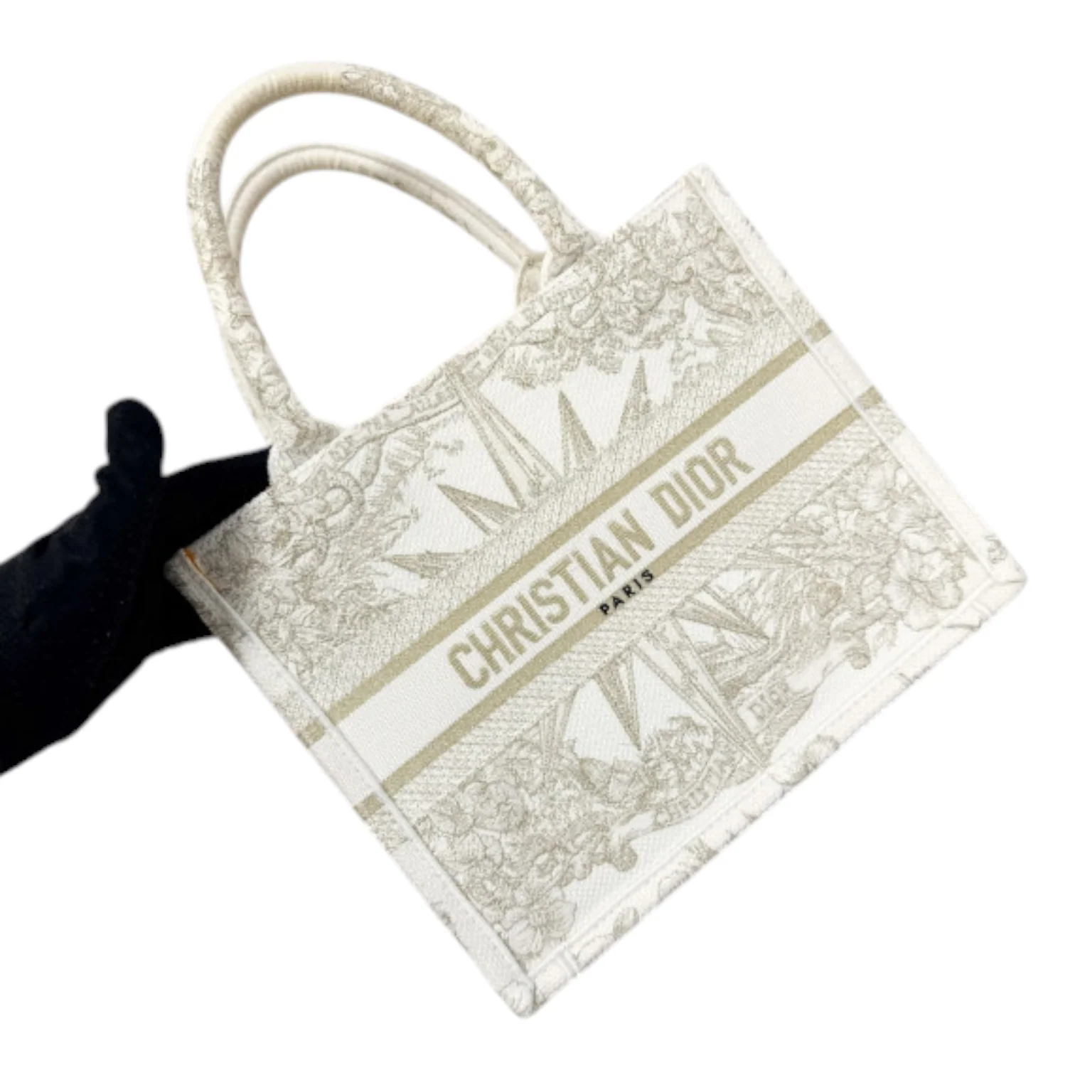 Reve d'Infini Book Tote Small Canvas White Gold - Image 2