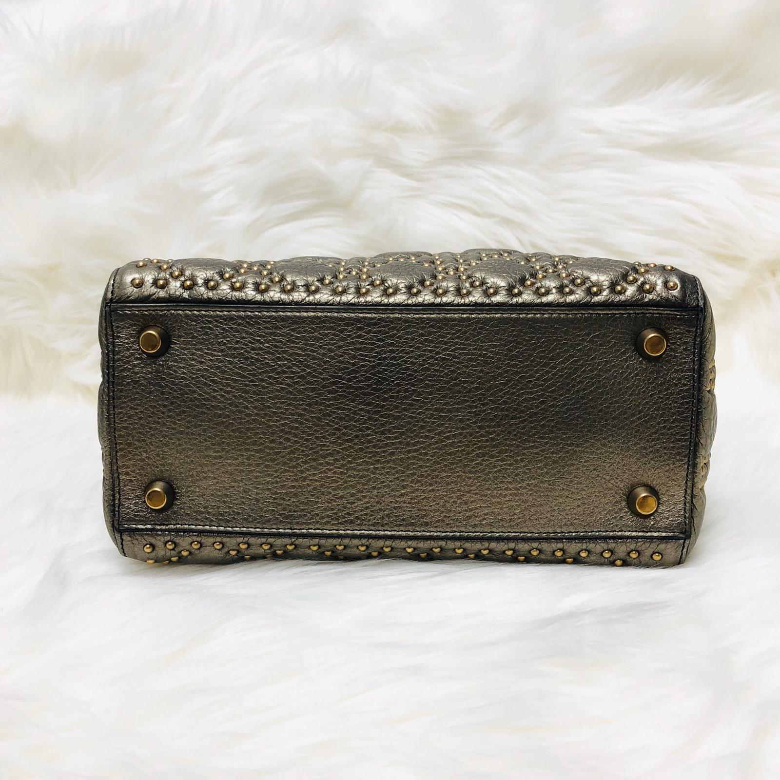 Studded Supple Lady Dior Medium Tote in Gold - Image 8