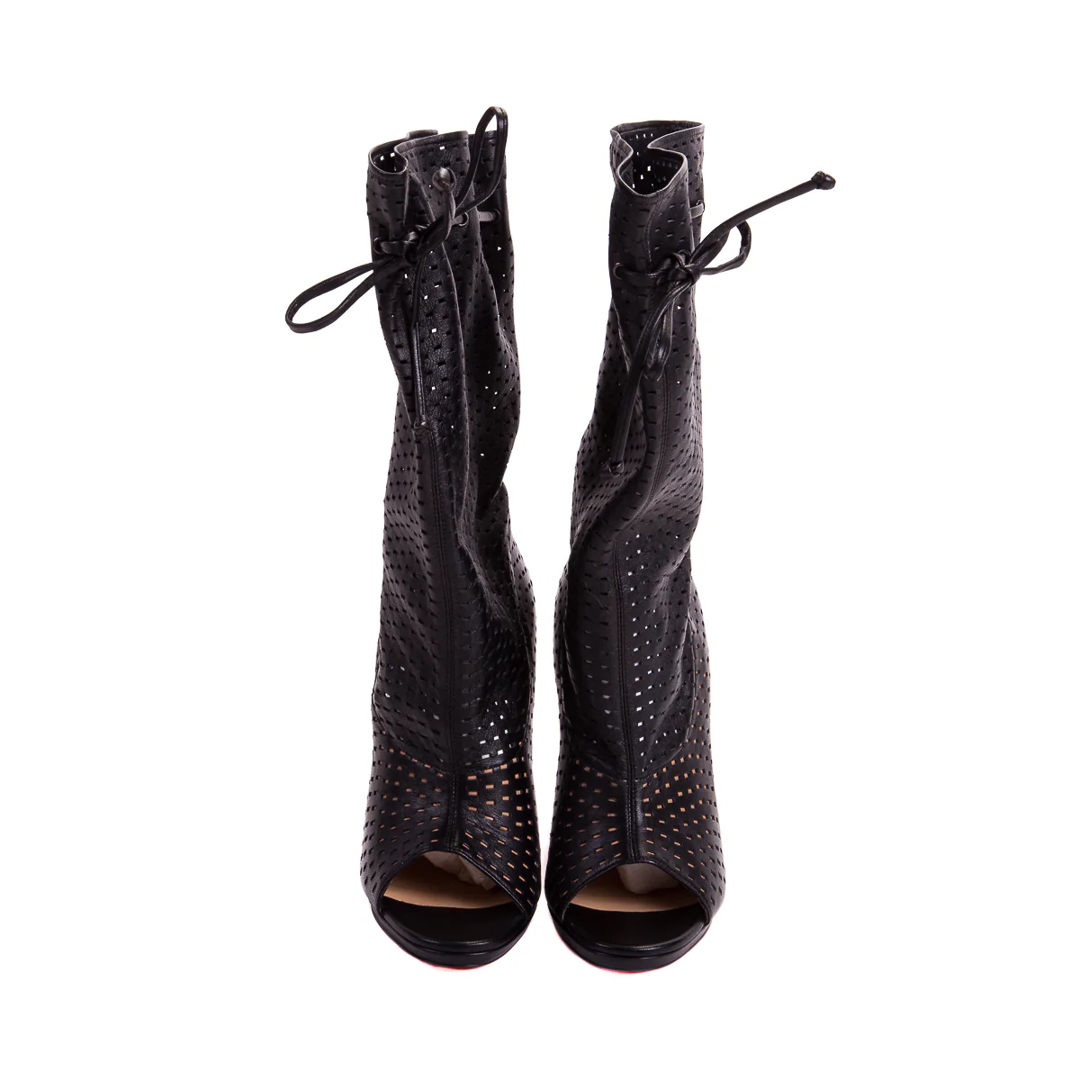 Jennifer Perforated Leather 120 Boots Black - Image 3