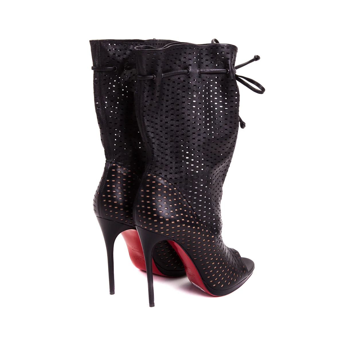Jennifer Perforated Leather 120 Boots Black - Image 5