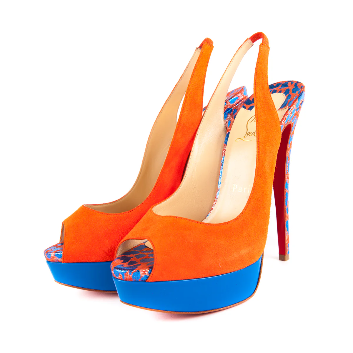 Lady Peep Sling 150 Pumps Orange and Blue - Image 3