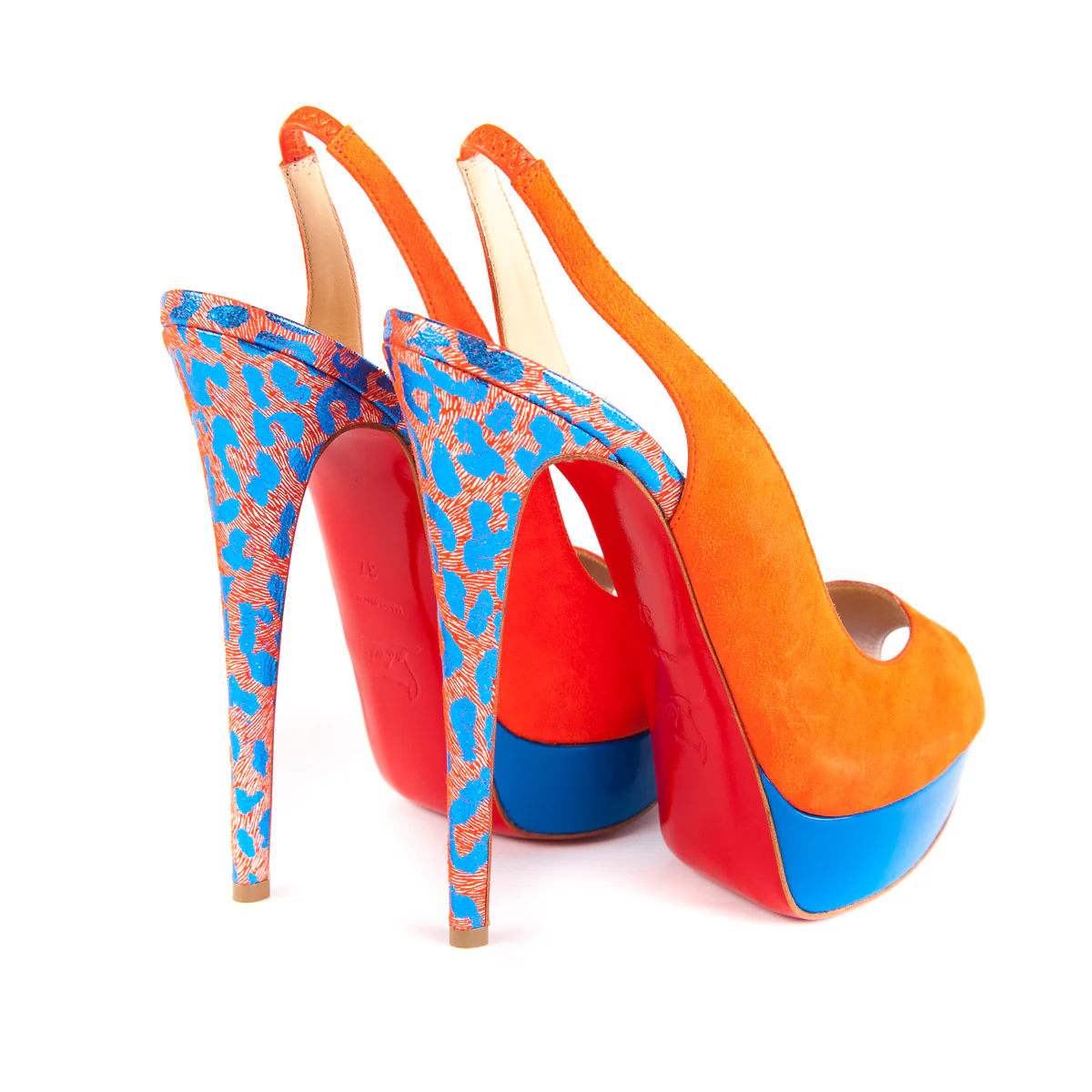Lady Peep Sling 150 Pumps Orange and Blue - Image 4