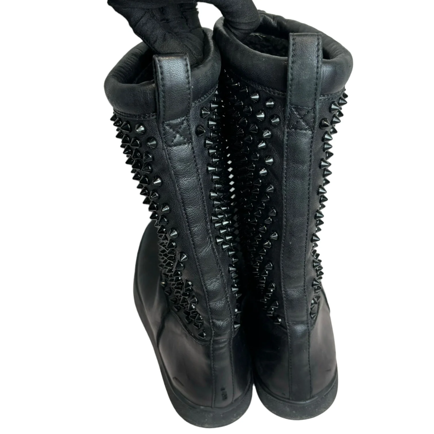 Surlapony Spiked Mid Calf Boots Leather Black Size 37 - Image 6