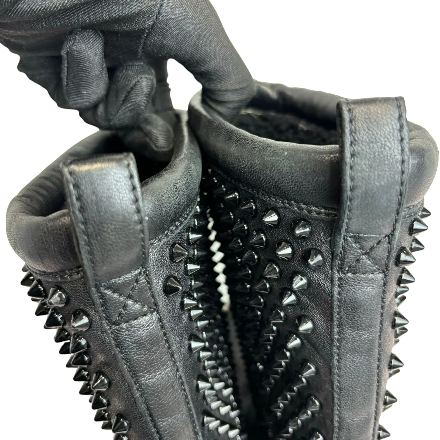 Surlapony Spiked Mid Calf Boots Leather Black Size 37 - Image 7