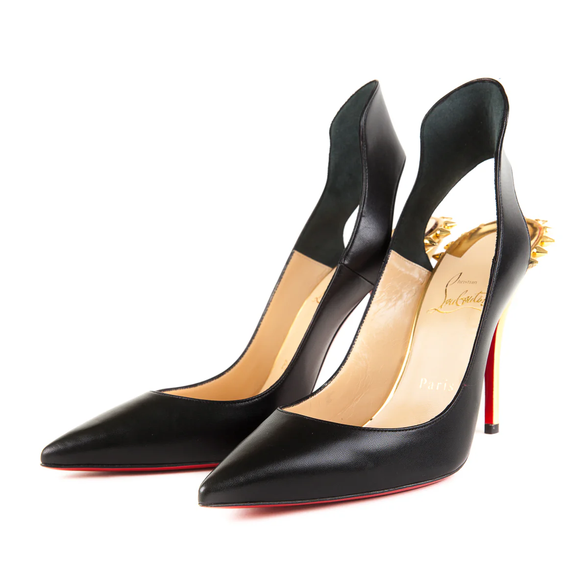 Survivita Spiked Leather Slingback 100 Pumps, Black - Image 4