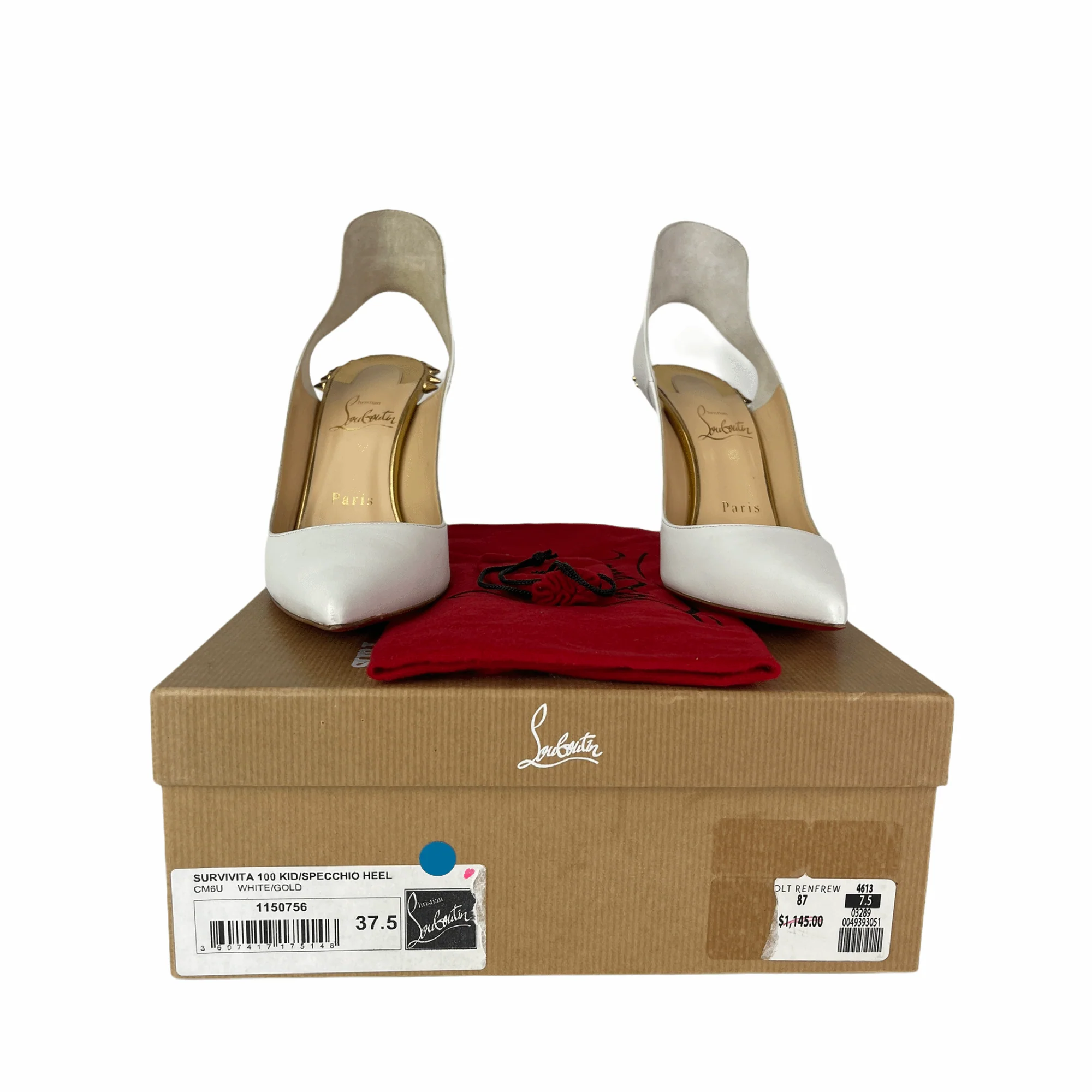 Survivita Spiked Leather Slingback 100 Pumps, White - Image 3