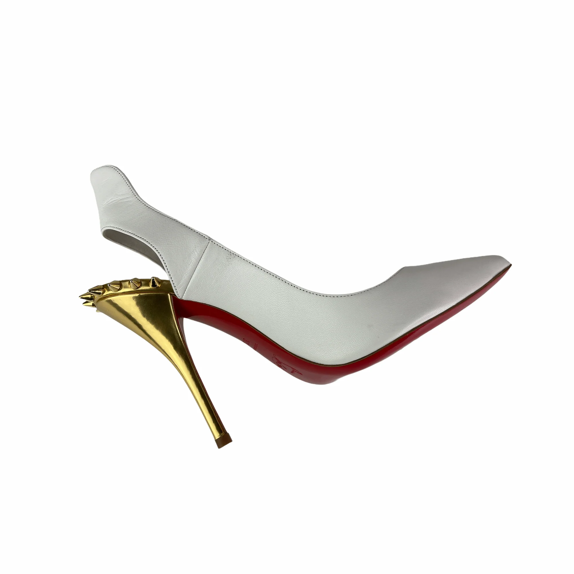 Survivita Spiked Leather Slingback 100 Pumps, White - Image 5