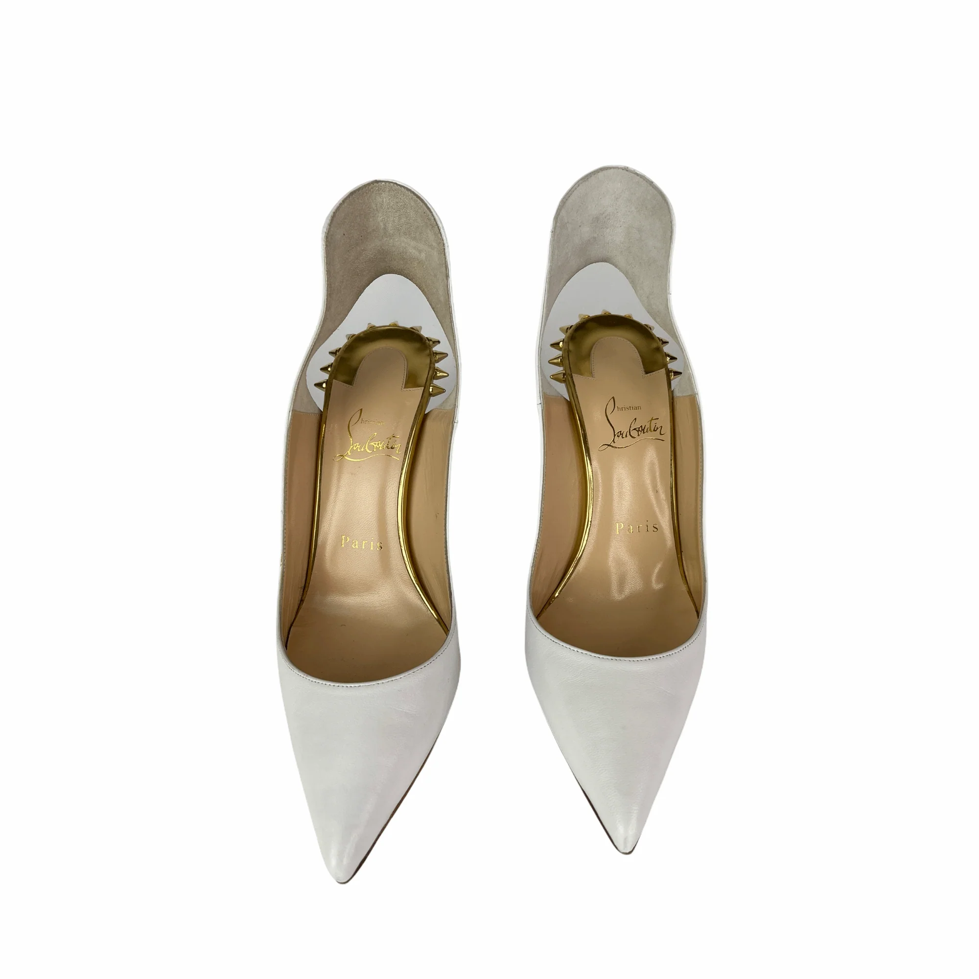 Survivita Spiked Leather Slingback 100 Pumps, White - Image 8