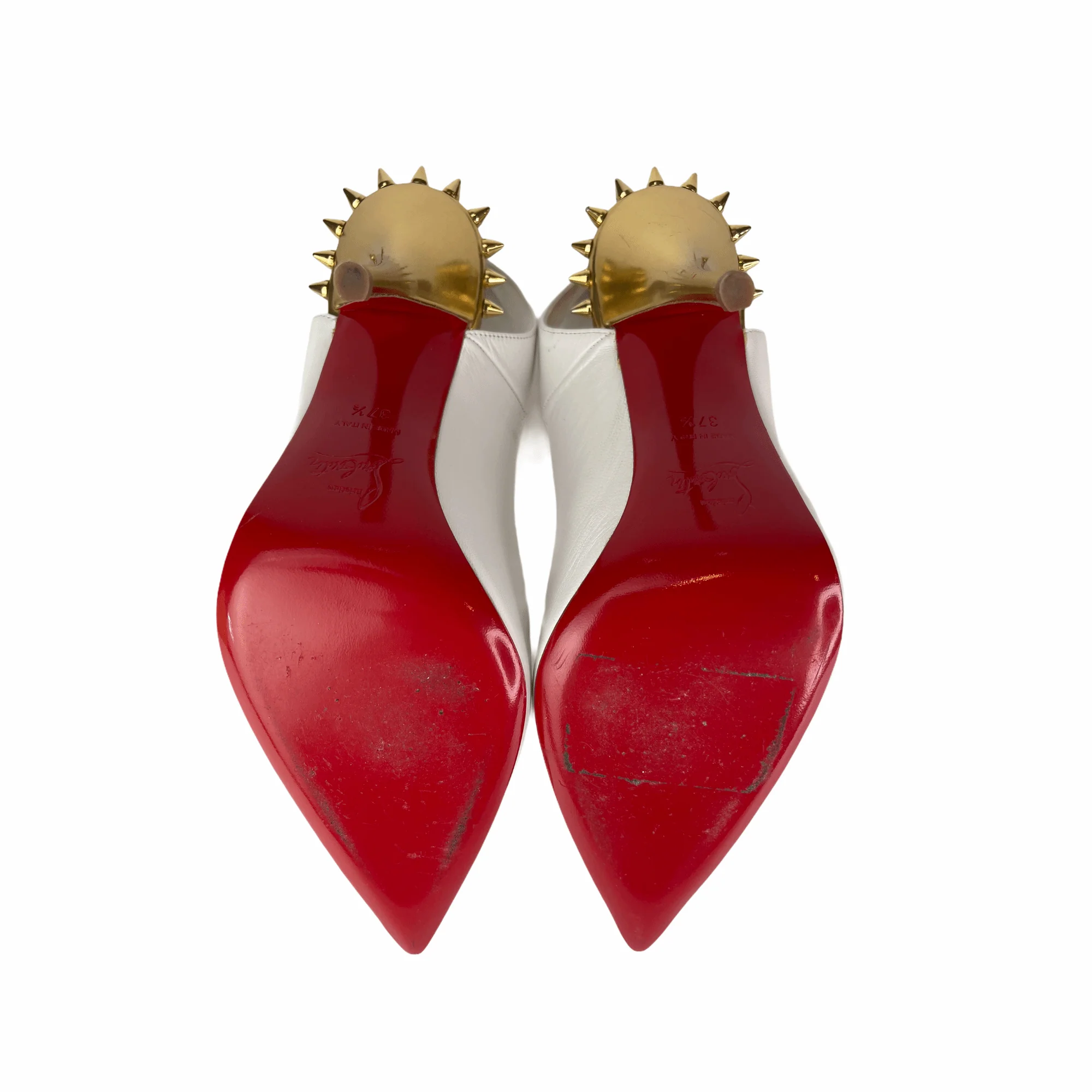 Survivita Spiked Leather Slingback 100 Pumps, White - Image 9