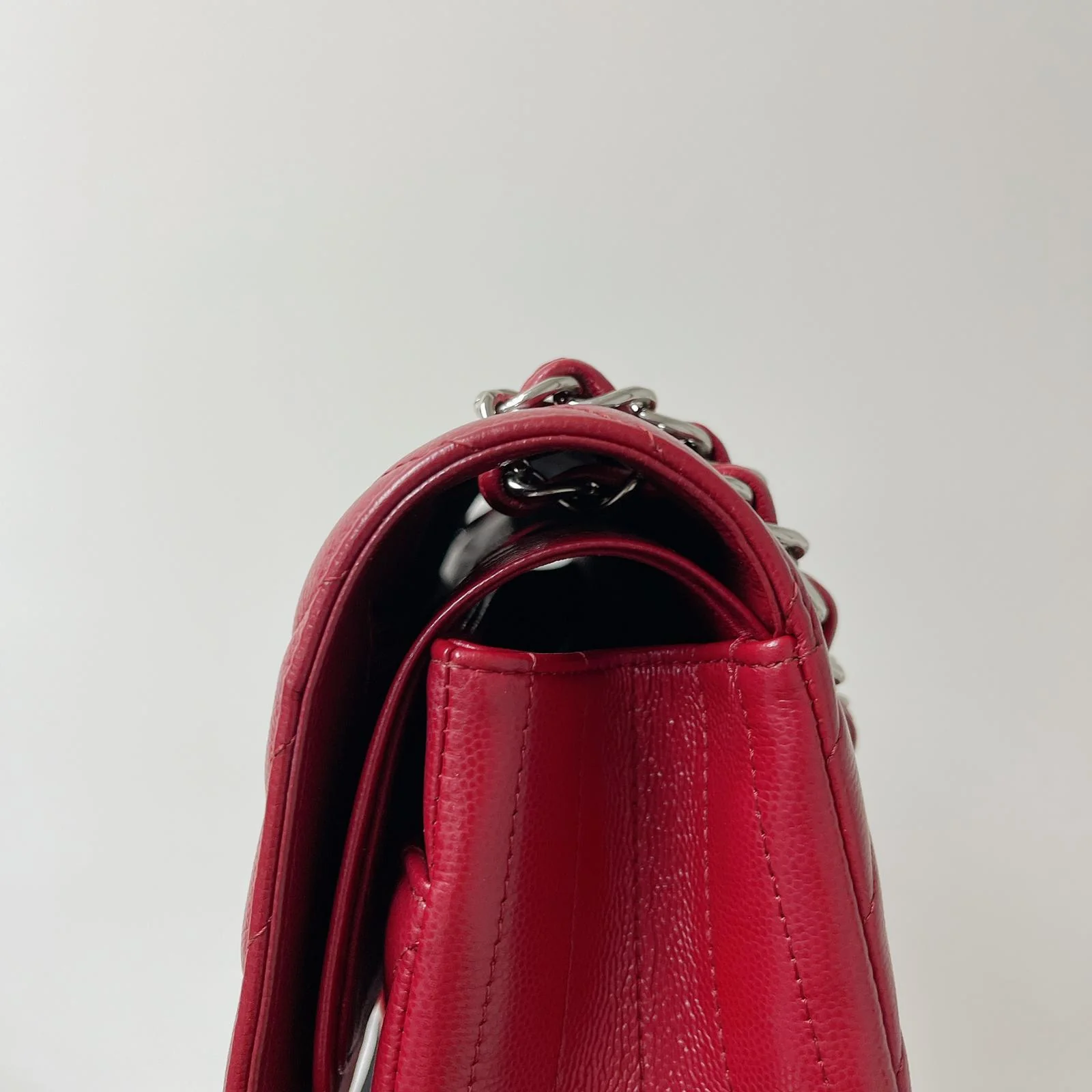 Classic Flap Jumbo Caviar Red Chevron SHW - Image 21