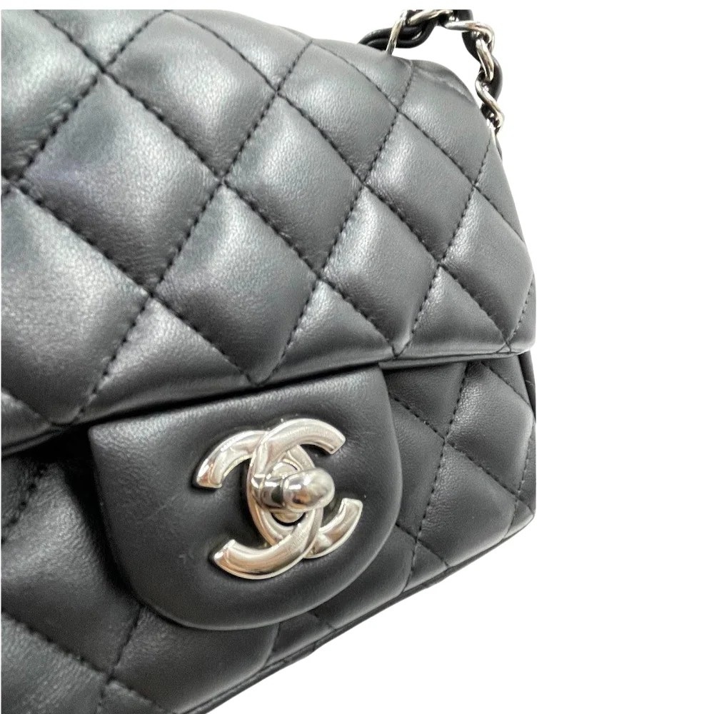 Classic Flap Square Mini Lambskin Black SHW - Image 8