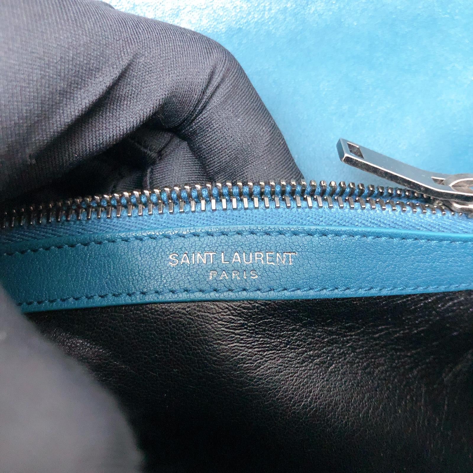 Medium Chevron College Leather Bag Blue - Image 22