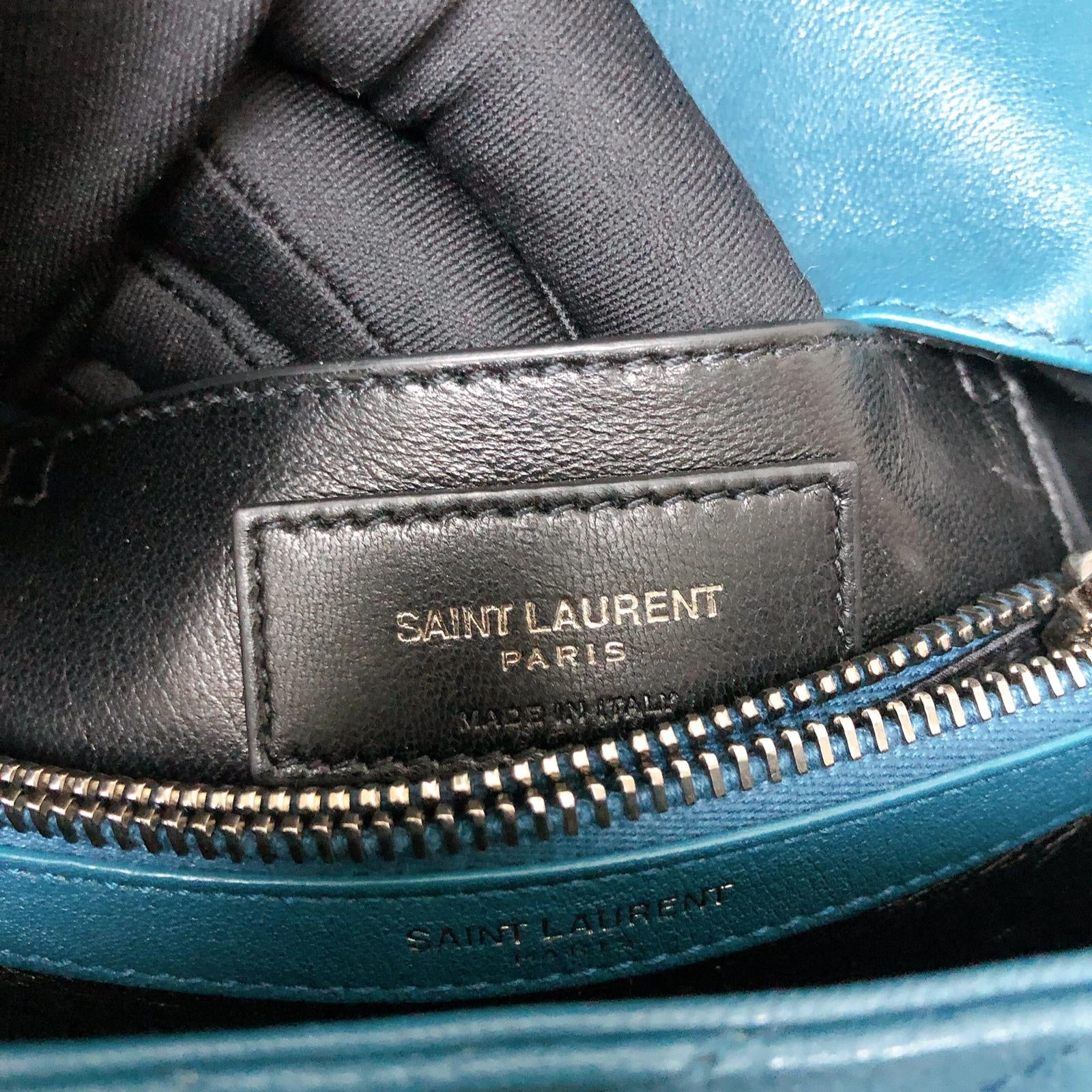 Medium Chevron College Leather Bag Blue - Image 24