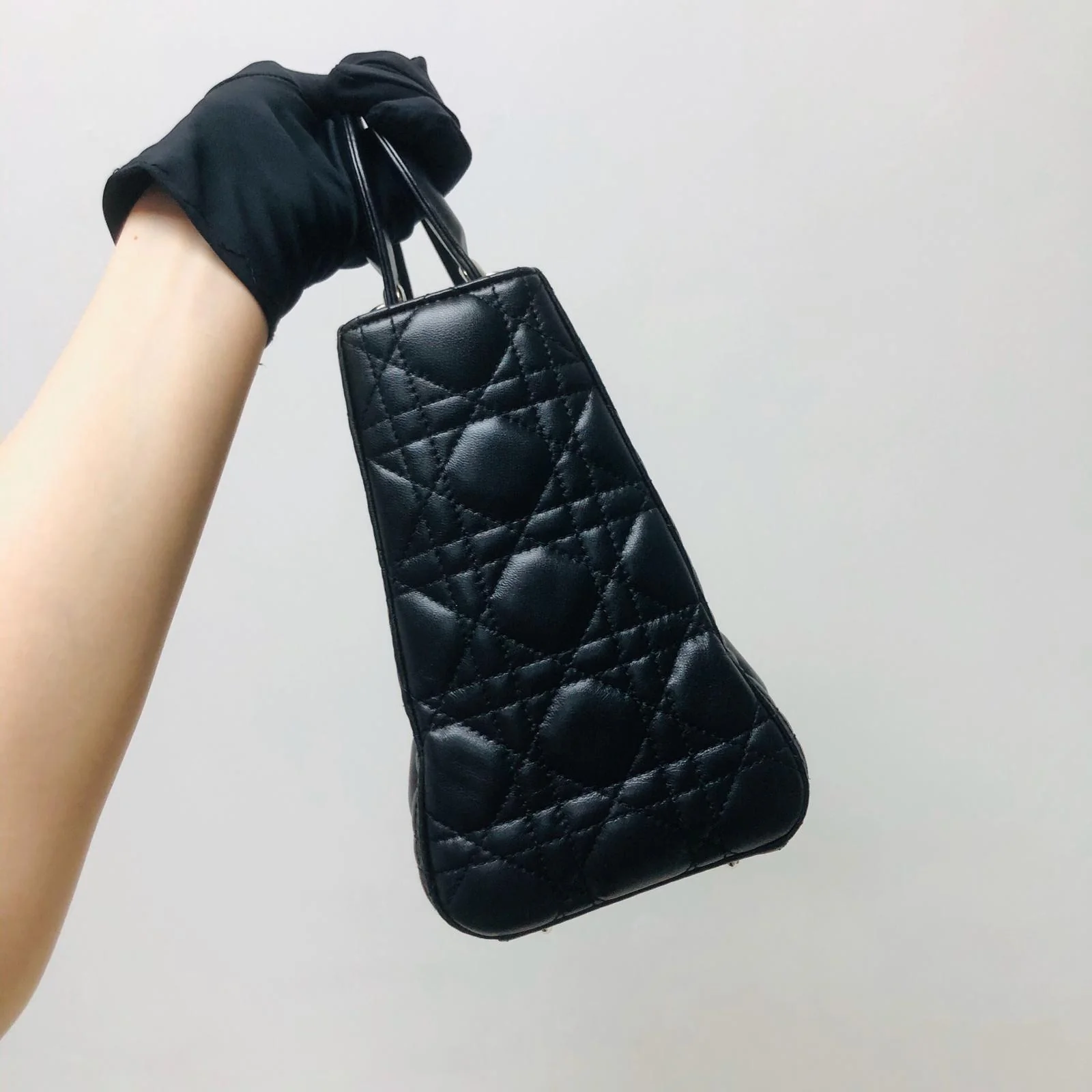 Classic Lambskin Cannage Medium Lady Dior Black Leather Bag - Image 15