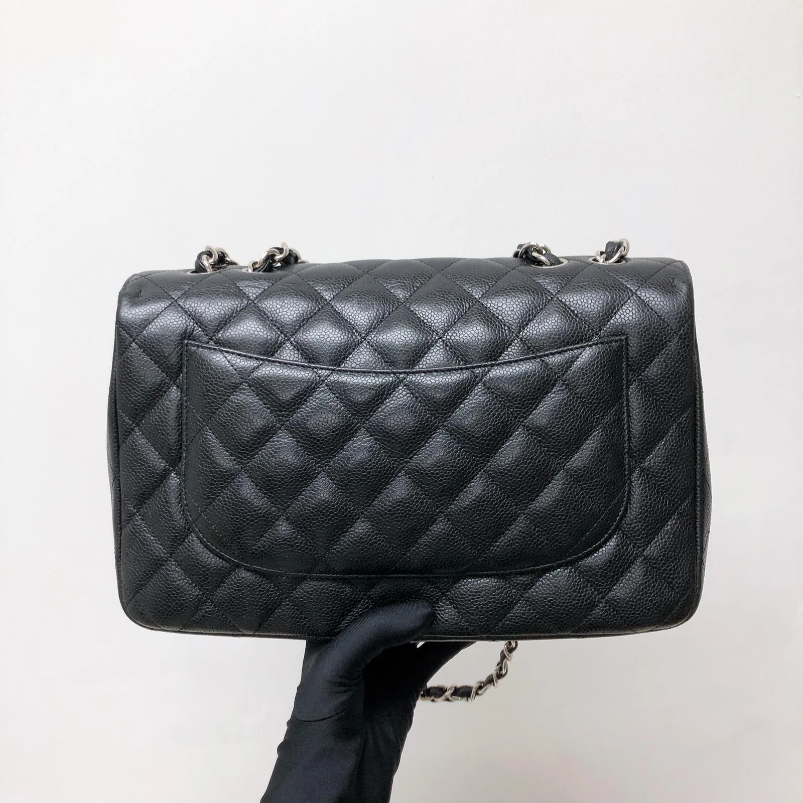 Single Flap Classic Jumbo in Black Caviar with SHW - Image 2