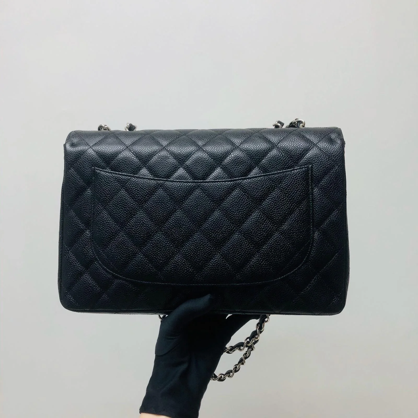 Single Flap Classic Jumbo in Black Caviar with SHW - Image 5