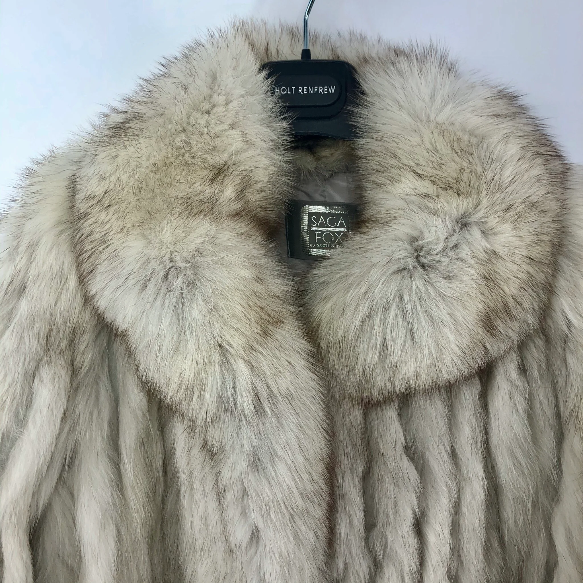 Blue Fox Fur Coat in White - Image 3